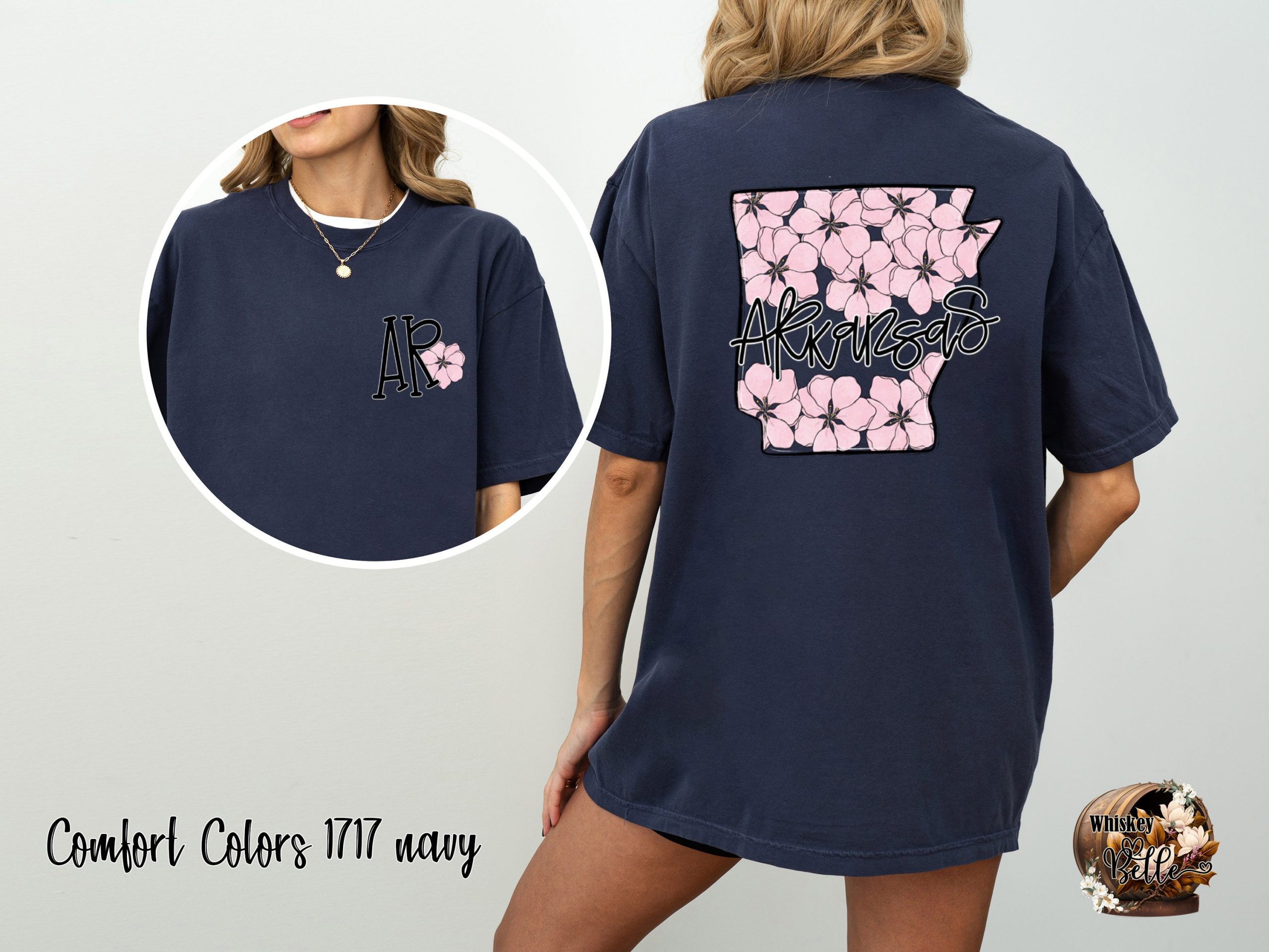 Comfort Colors C1717 Arkansas Floral T-Shirt, Southern State Pride Tee, Pink Blossom Arkansas Outline Shirt, AR Initial Flower Tee, State - Image 4