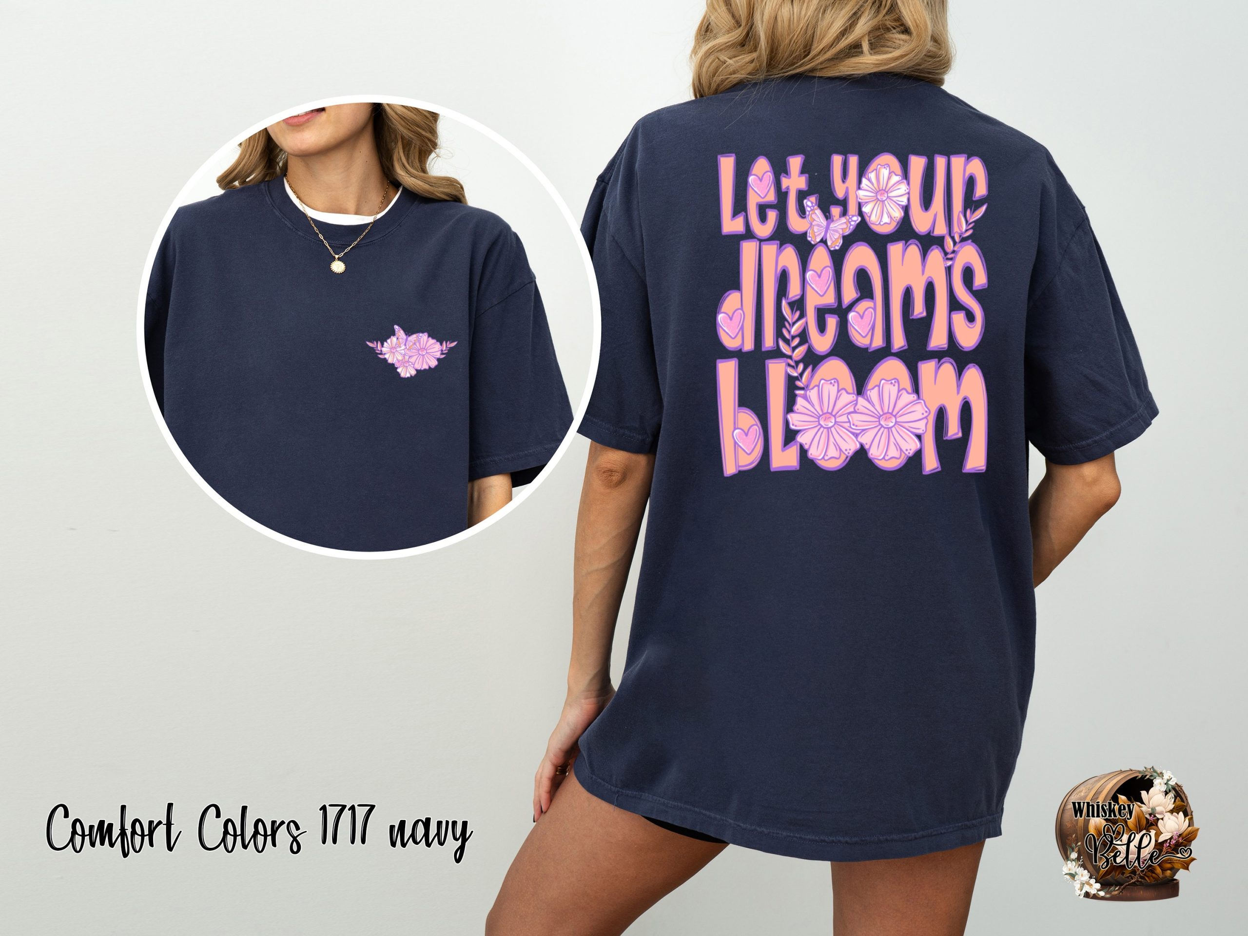 Let Your Dreams Bloom T-Shirt, Floral Butterfly Shirt, Positive Quote Tee, Motivational Graphic Top, Flower Lover Gift, Women's Trendy - Image 4