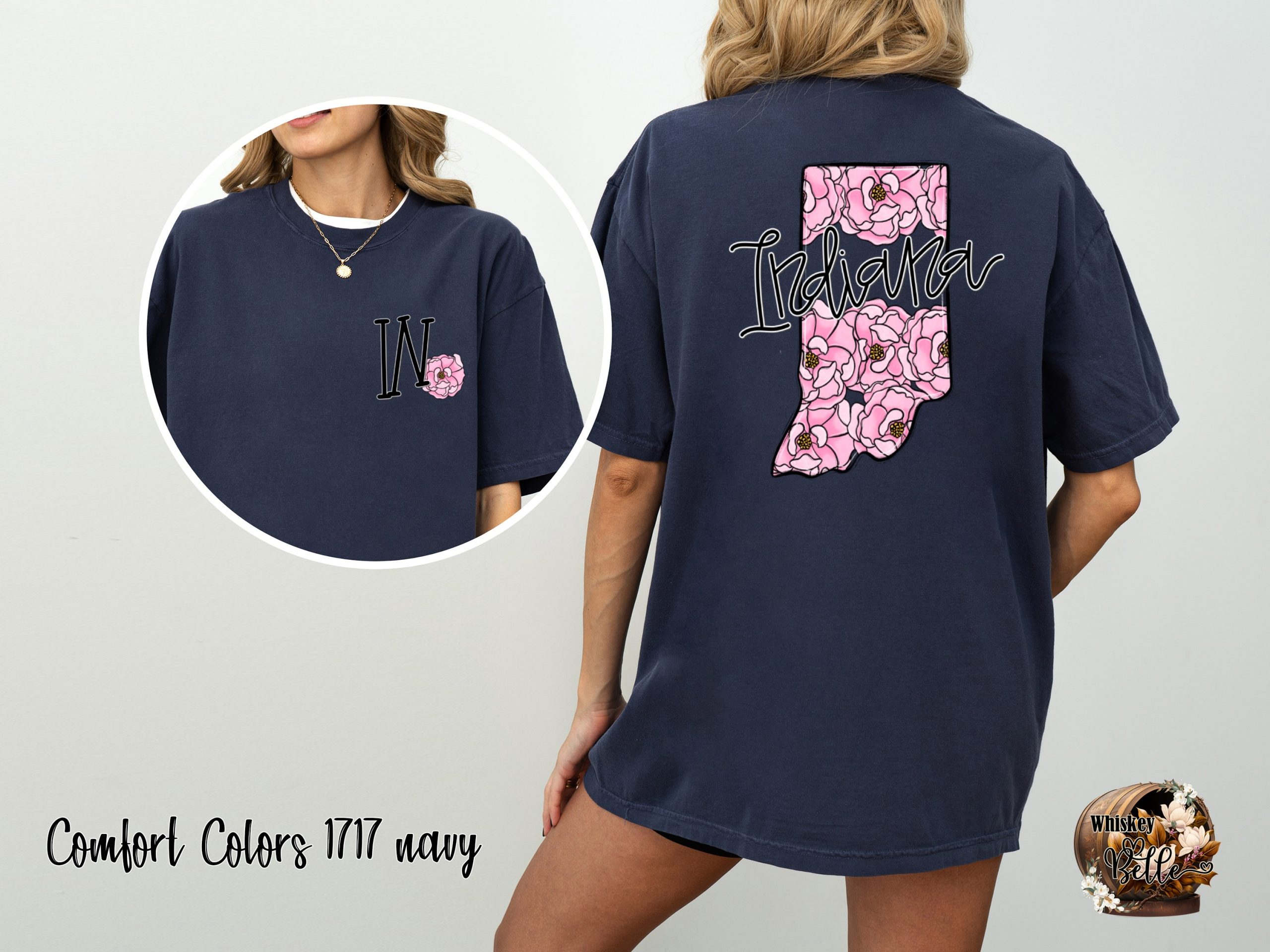 Comfort Colors C1717 Indiana Peony T-Shirt, Floral State Tee, Indiana Flower Shirt, Blooming Indiana Shirt, Indiana Gift, Indiana Souvenir - Image 4