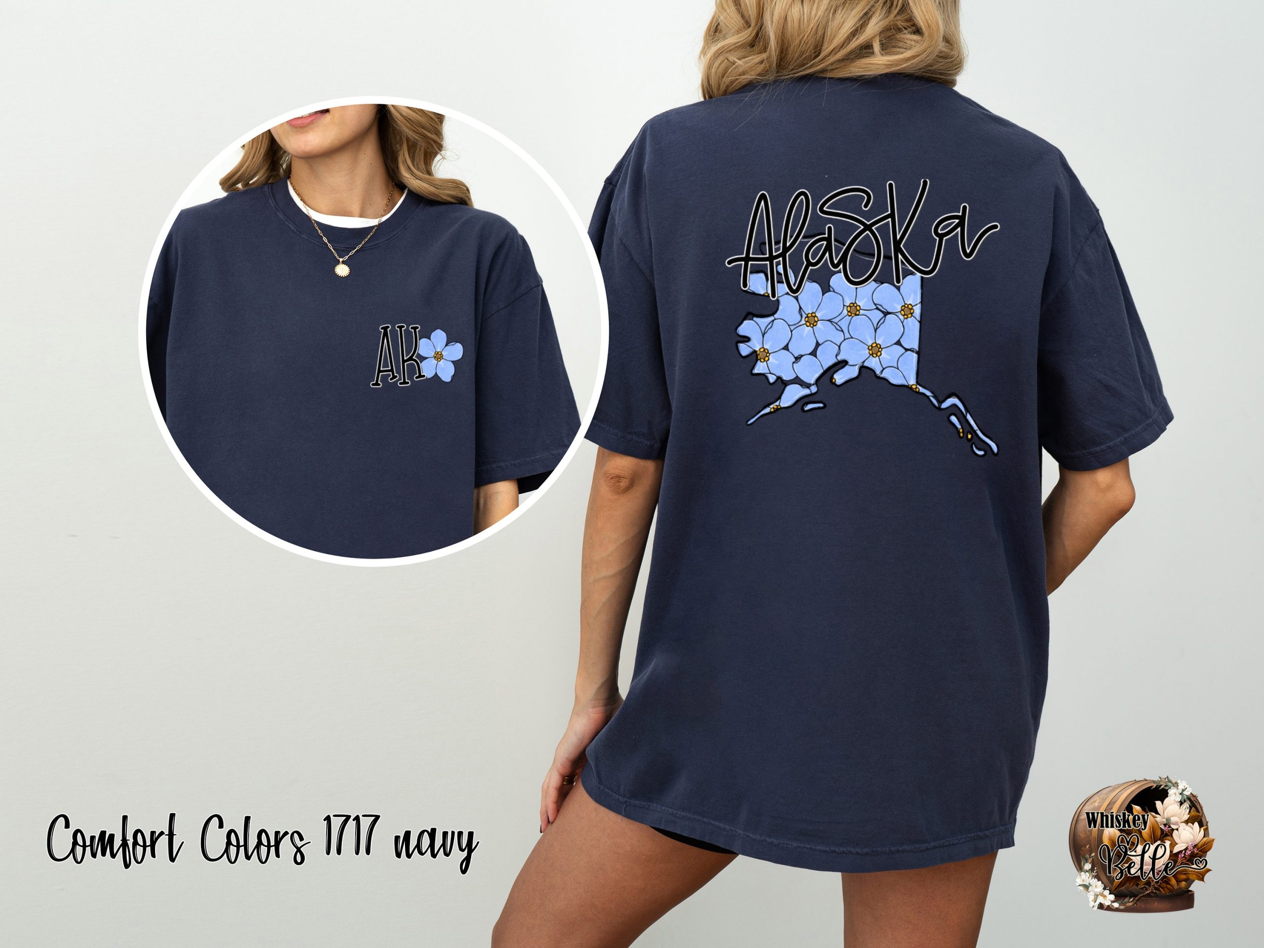 Comfort Colors C1717 Alaska Forget Me Not T-Shirt, AK Floral Shirt, Alaska State Flower Tee, Travel Souvenir Shirt, Gift For Alaskan, AK - Image 4