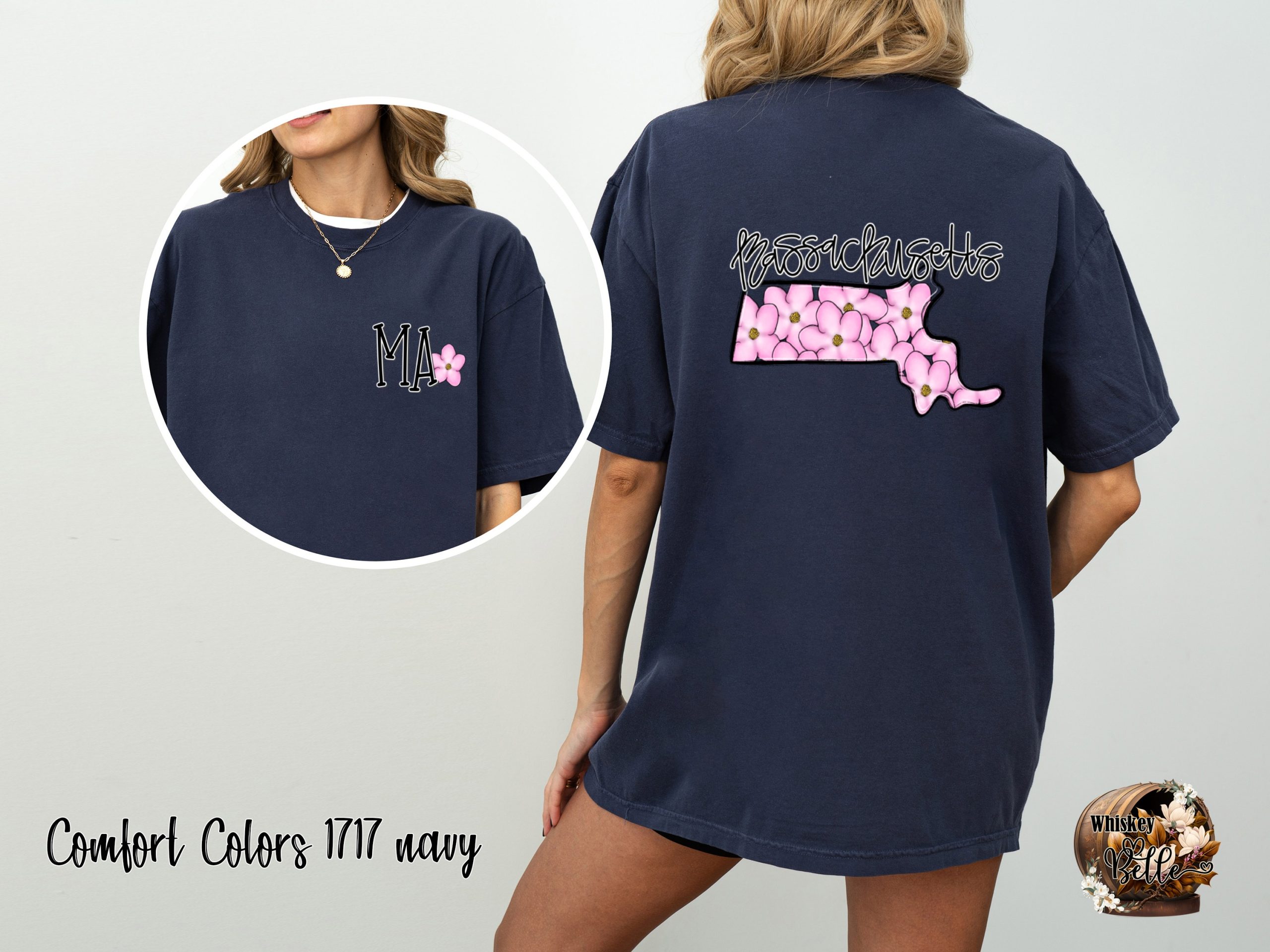 Comfort Colors C1717 Massachusetts State Flower T-Shirt, MA Pride Tee, Dogwood Blossom Graphic Tee, Gift for Massachusetts Native, State - Image 4