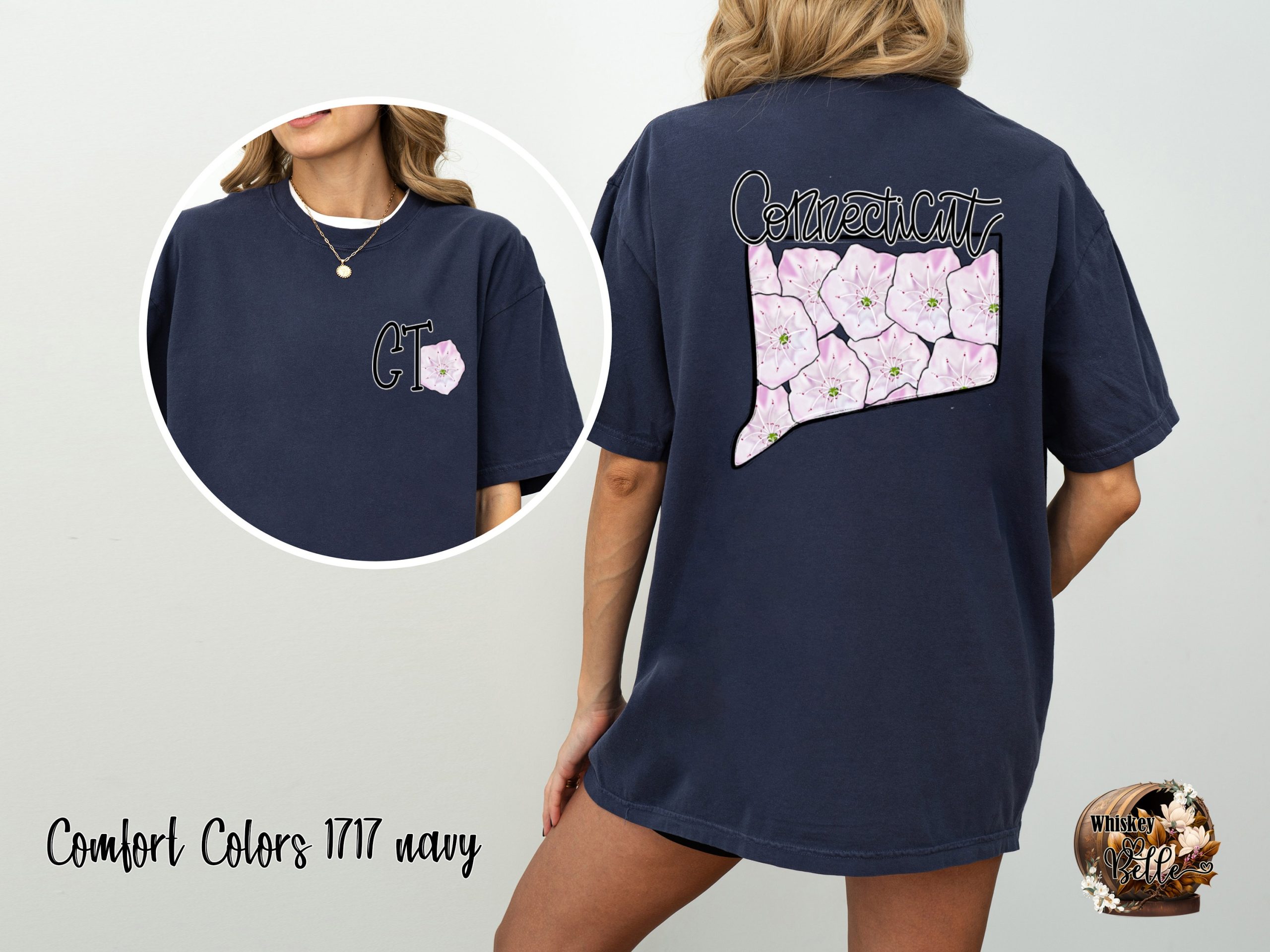 Comfort Colors C1717 Connecticut Mountain Laurel T-Shirt, CT State Flower Tee, State Pride Gift, Floral Design Shirt, Connecticut Souvenir - Image 4