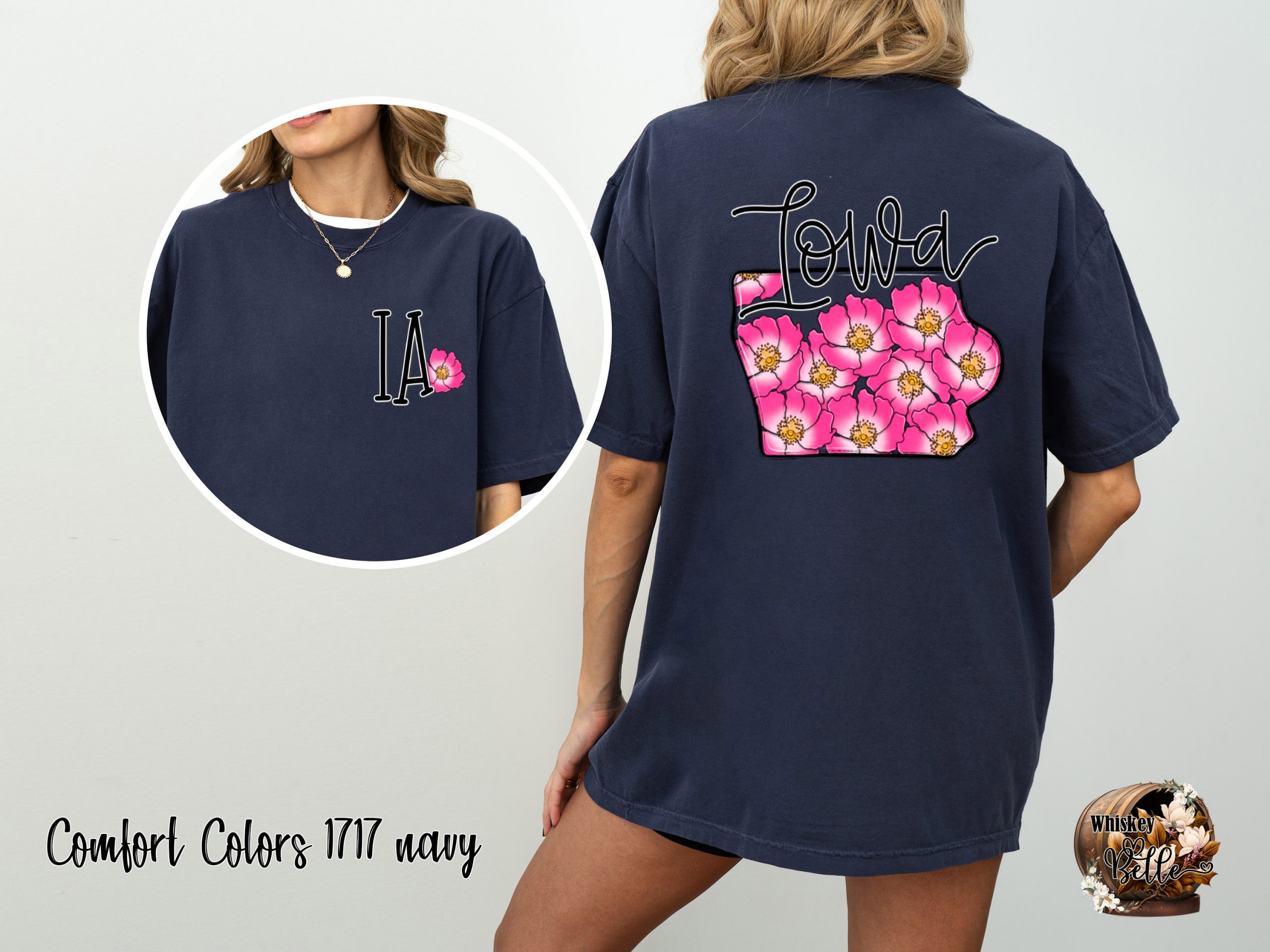 Comfort Colors C1717 Iowa Floral Shirt, Iowa State Flower TShirt, Iowa Wild Rose Tee, Iowa Souvenir Shirt, Iowa Pride T-Shirt, Iowa Gift - Image 4