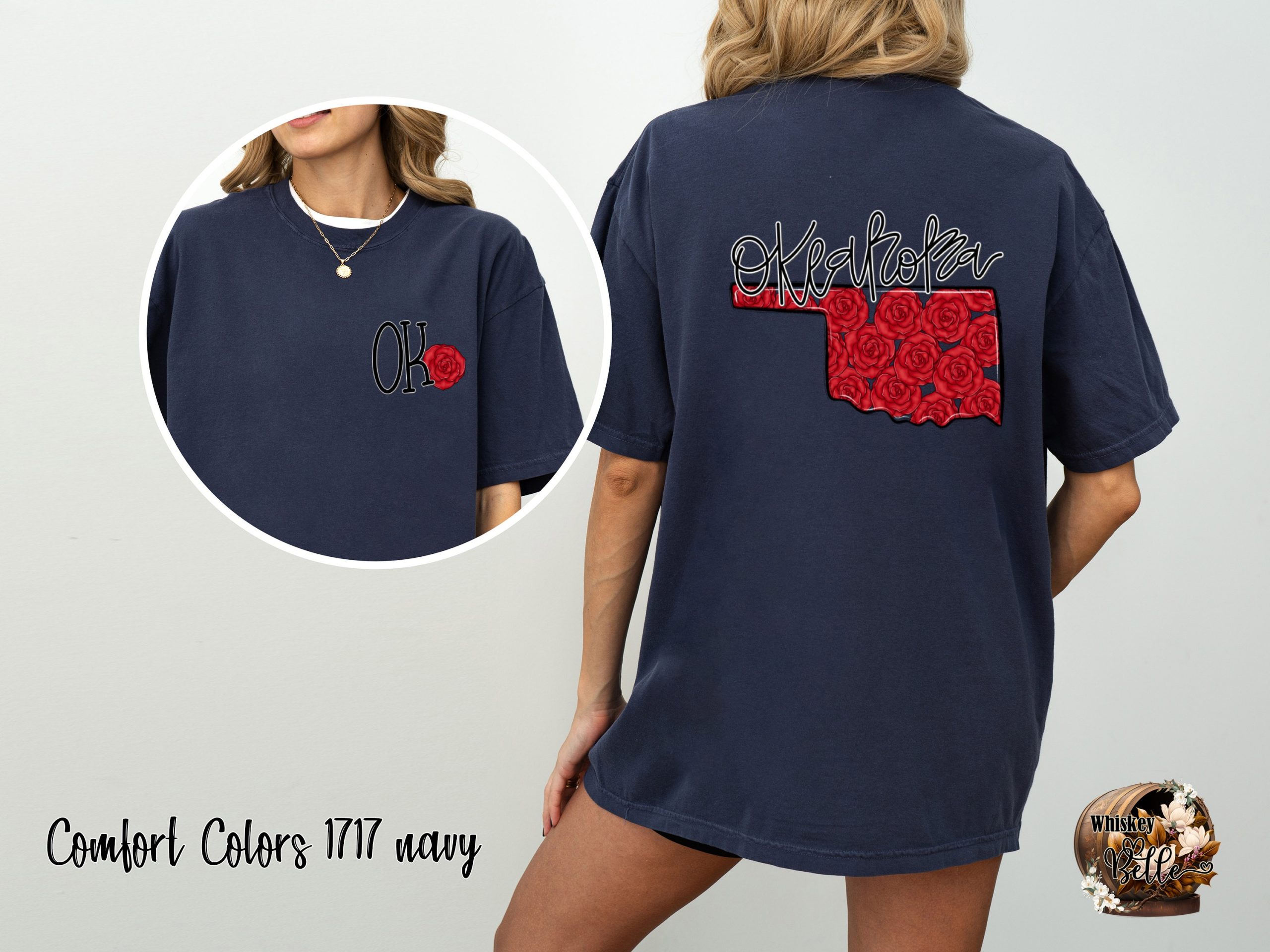 Comfort Colors C1717 Oklahoma T Shirt, Floral State Tee, Oklahoma Outline Shirt, OK State Pride Tee, Oklahoma Roses, Trendy T-Shirt, OK - Image 4