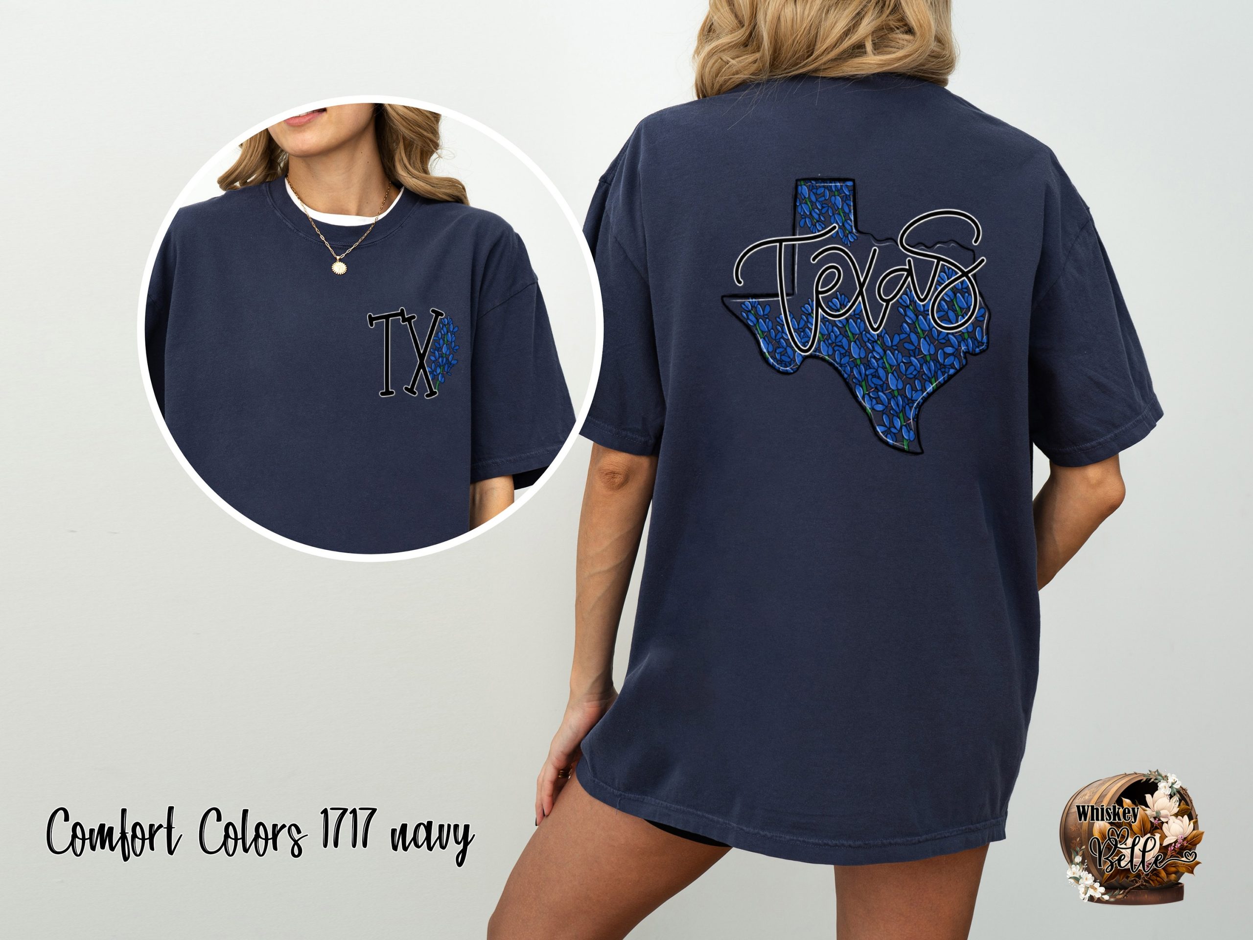 Comfort Colors C1717 Texas Bluebonnet T-Shirt, TX State Flower Shirt, Southern Tee, Texas Pride Gift, Floral Texas Outline, Graphic Tee - Image 4