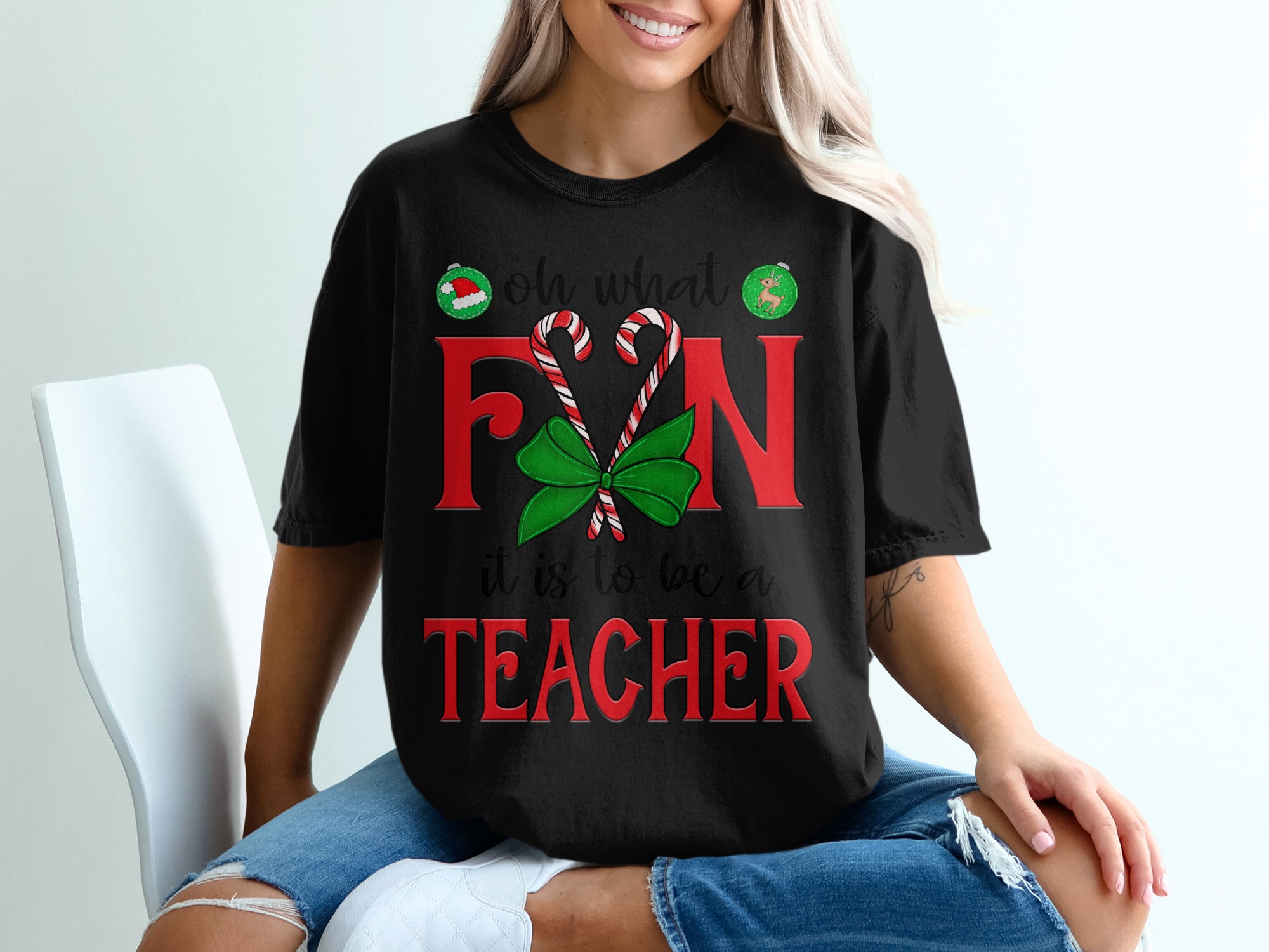 Teacher Christmas T-Shirt, Oh What Fun T-Shirt, Christmas Candy Cane, Teacher Gift Idea, Holiday Tee, Xmas Gift, Teacher Christmas - Image 2