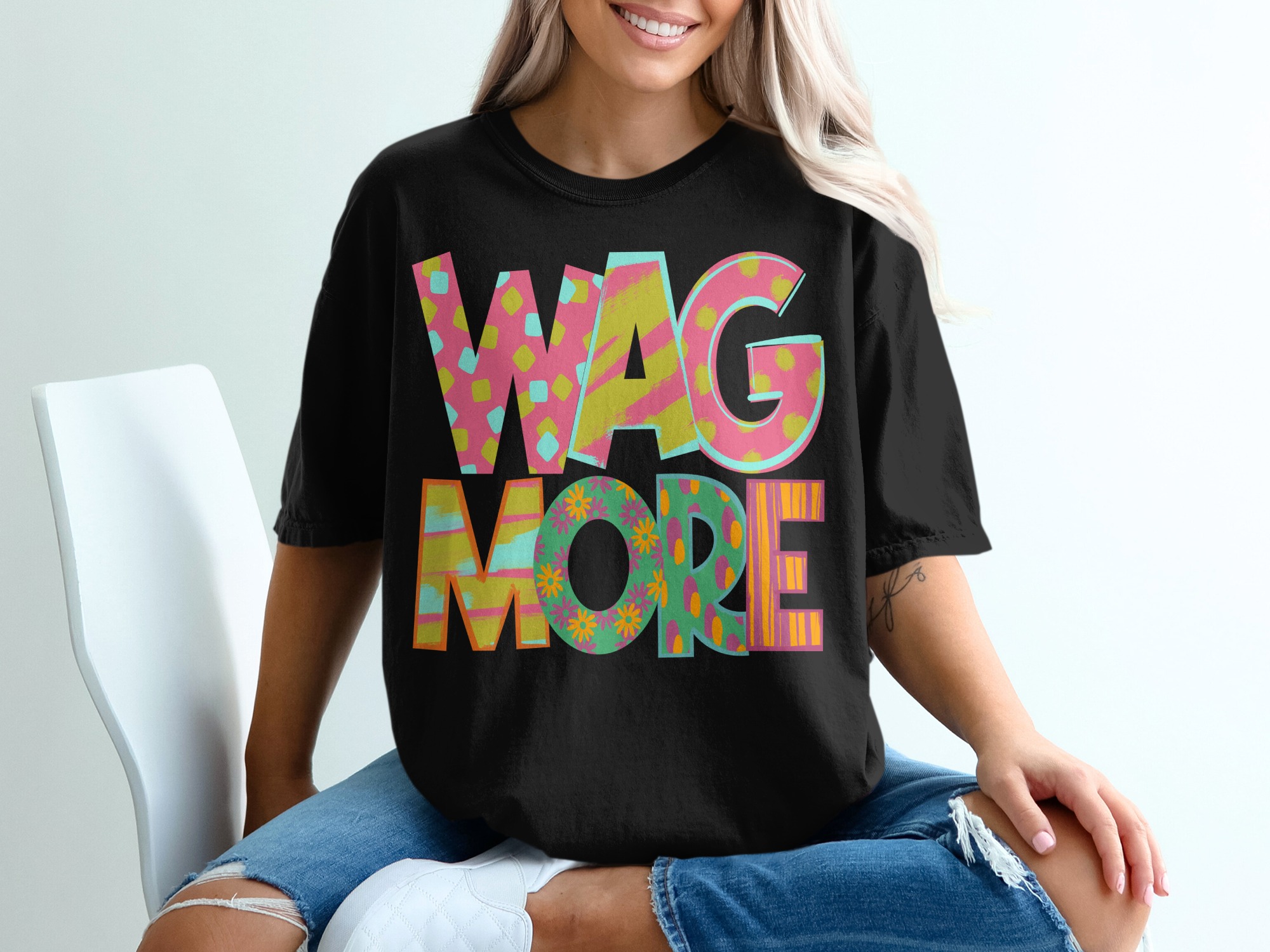 Wag More T-Shirt, Dog Lover Tee, Trendy Graphic Shirt, Cute Dog Design, Pet Owner Gift, Fun Dog Slogan Shirt - Image 2