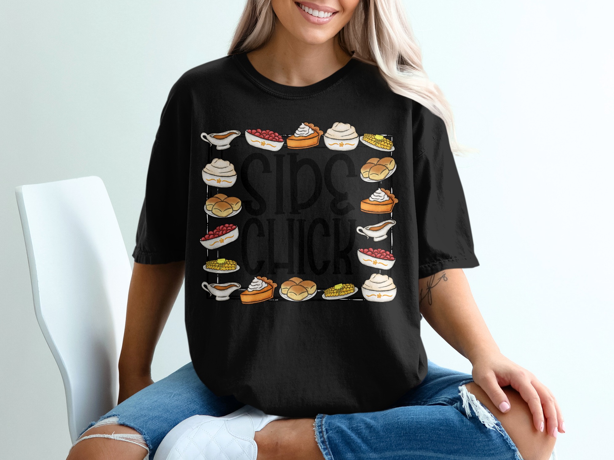 Side Chick TShirt, Thanksgiving Tee, Funny Thanksgiving, Foodie T Shirt, Holiday T Shirt, Holiday Apparel, Thanksgiving Gift - Image 2