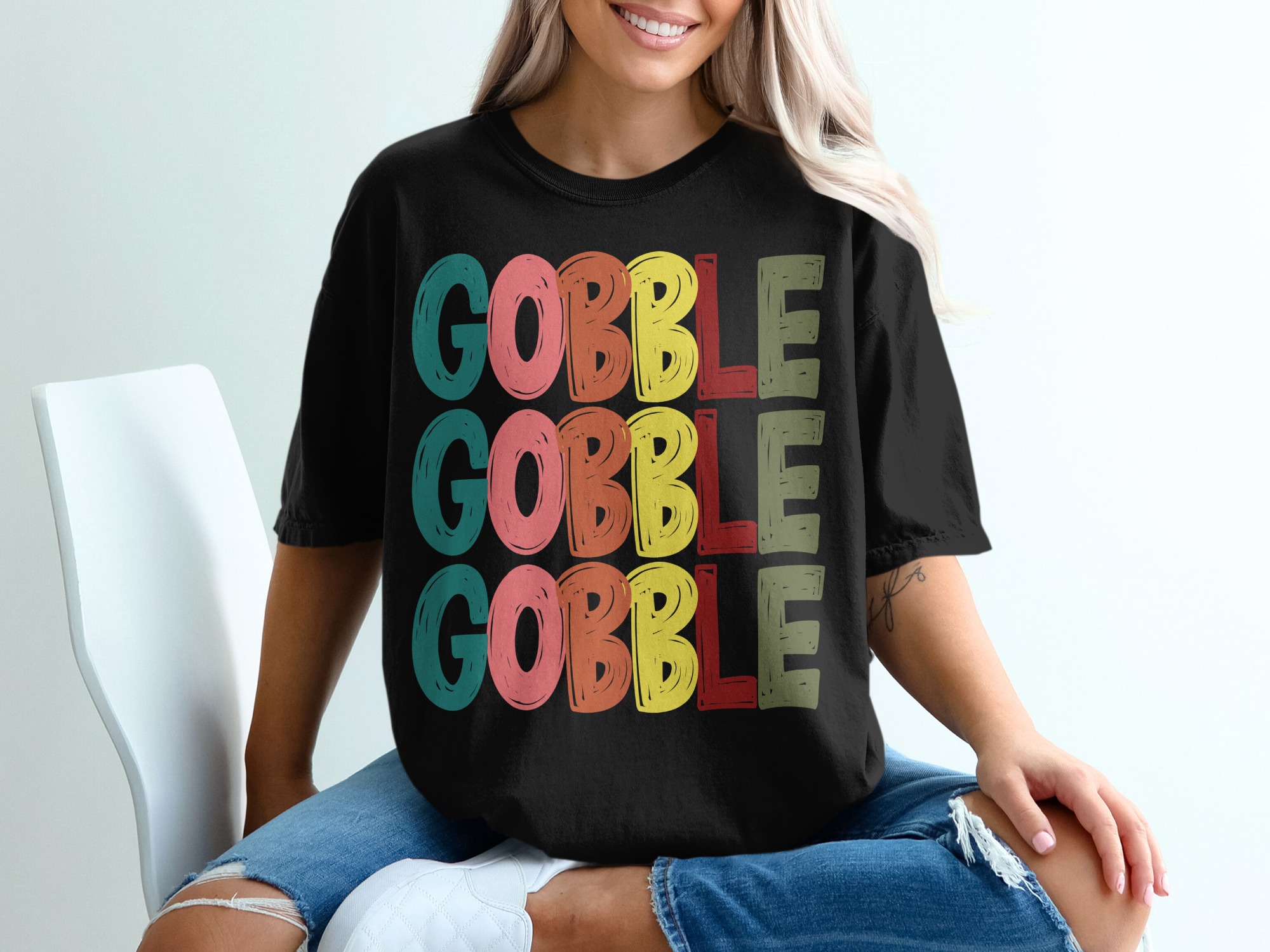 Gobble T-Shirt, Thanksgiving T-Shirt, Holiday T-Shirt, Colorful Autumn Tee, Fall Season Shirt, Turkey Day Outfit, Festive Apparel - Image 2