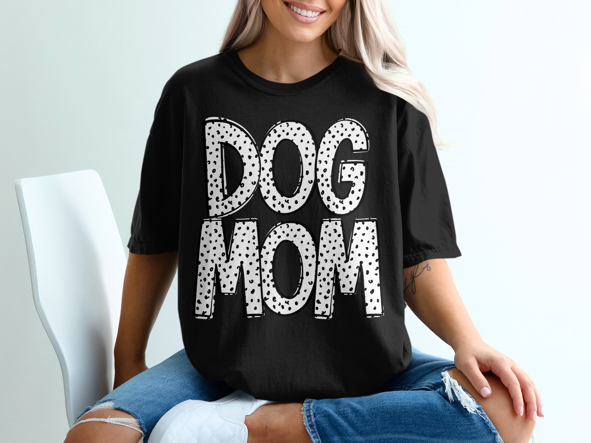 Dog Mom T-Shirt, Cute Dog Lover Shirt, Dalmatian Print T-Shirt, Pet Lover Gift, Dog T-Shirt, Trendy T-Shirt, Gift for Her - Image 2