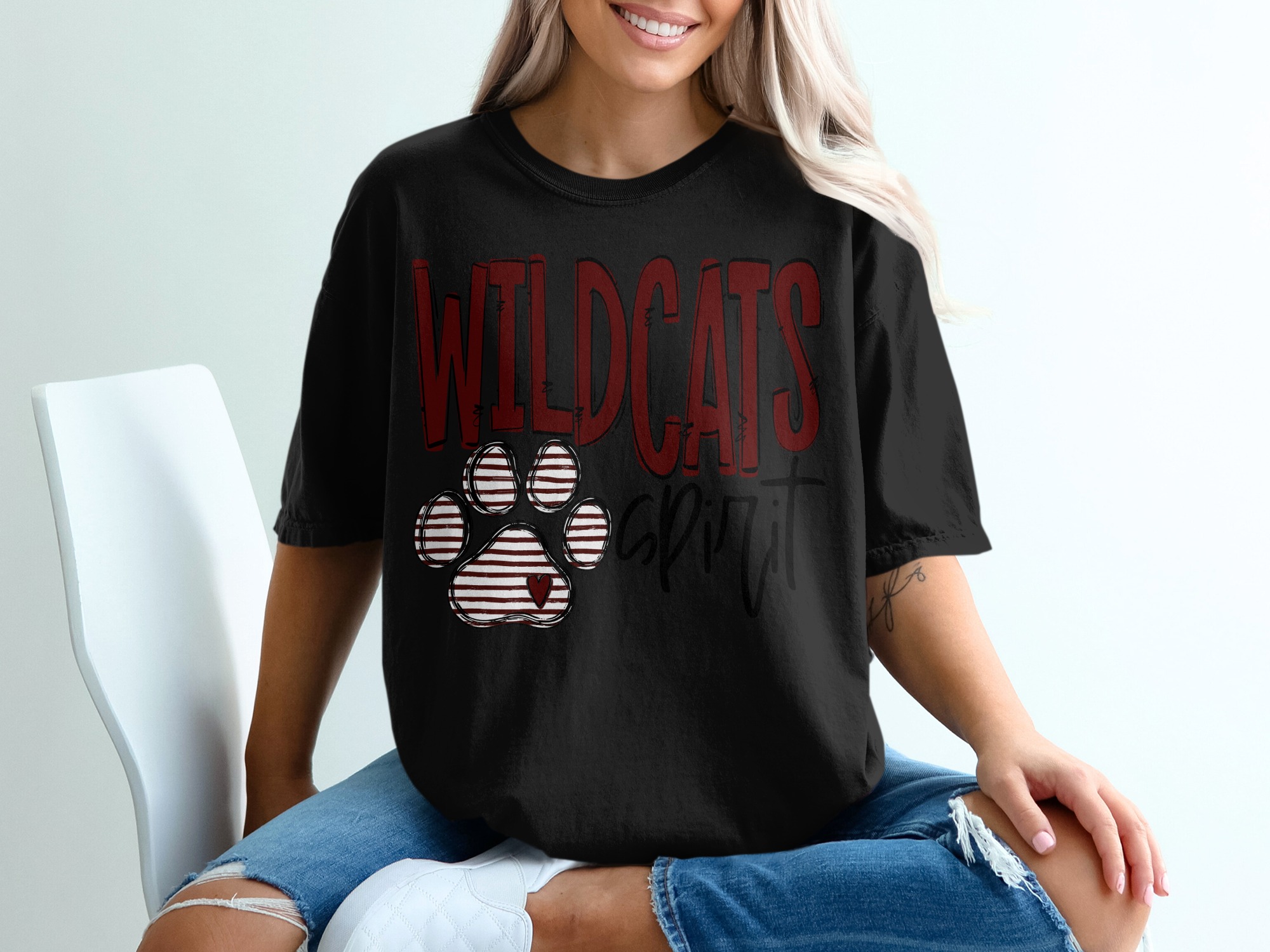 Wildcats Spirit T Shirt, Team Mascot Tee, School Pride Top, Fan Apparel, Paw Print Design, Sports Game Outfit, Support Your Team TShirt - Image 2
