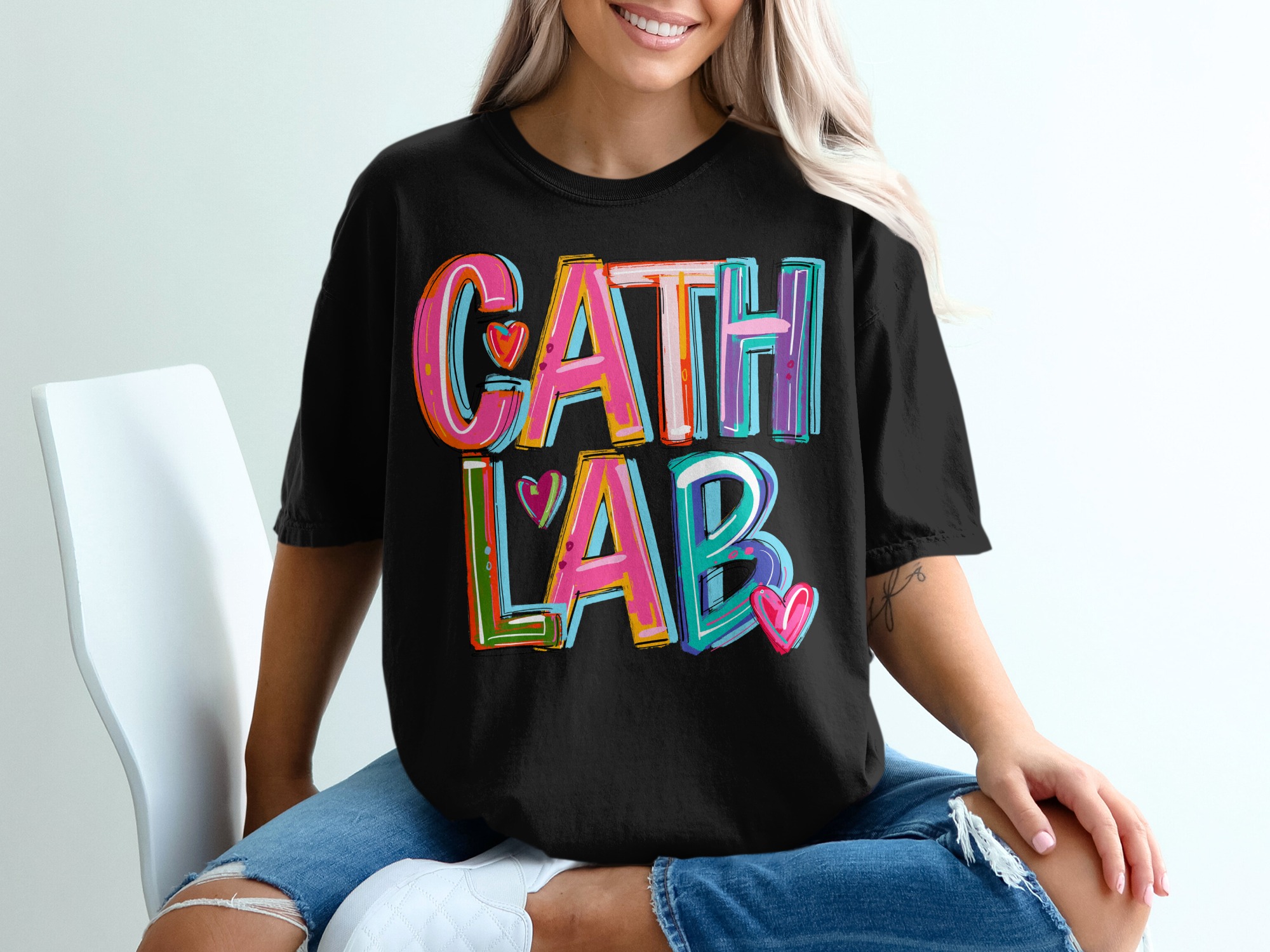 Cath Lab T Shirt, Cath Lab Nurse Tee, Colorful Cath Lab Tee, Heart Cath Lab Gift, Cath Lab Week T Shirt, Cath Lab Technologist Shirt - Image 2