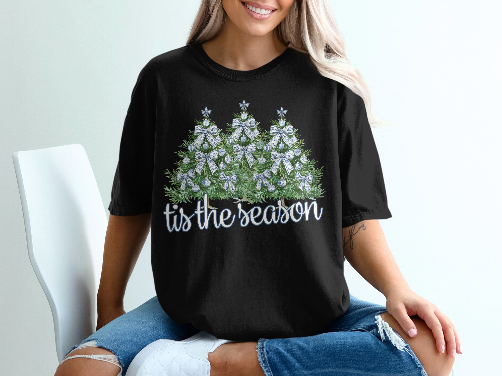 Tis The Season Christmas Tree T-Shirt, Holiday Cheer Tee, Festive Xmas Top, Winter Apparel, Christmas Gift, Holiday Season Shirt - Image 2