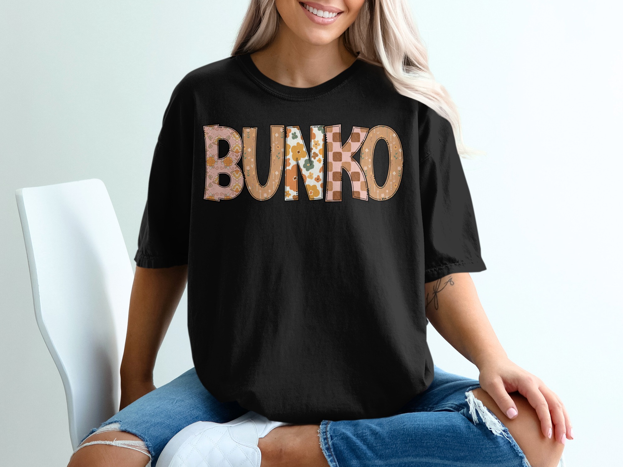 Bunko T Shirt, Retro Flower Tee, Game Night Shirt, Bunco Party Apparel, Cute Dice T Shirt, Gift for Bunko Lovers, Bunko Design T-Shirt - Image 2