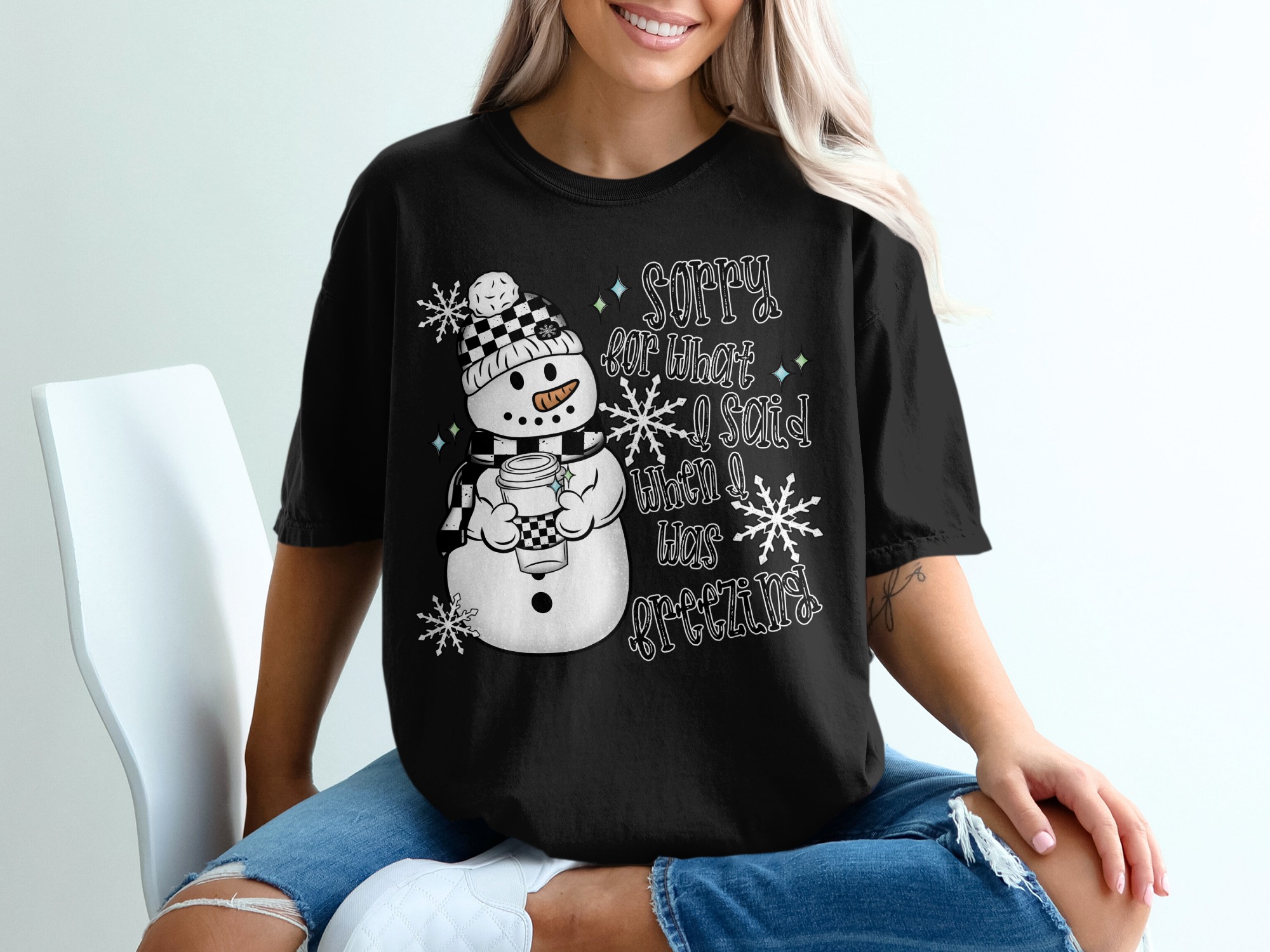 Funny Snowman T-Shirt, Sorry For What I Said Shirt, Winter TShirt, Sarcastic Snowman Tee, Holiday T-Shirt, Funny Winter Gift - Image 2