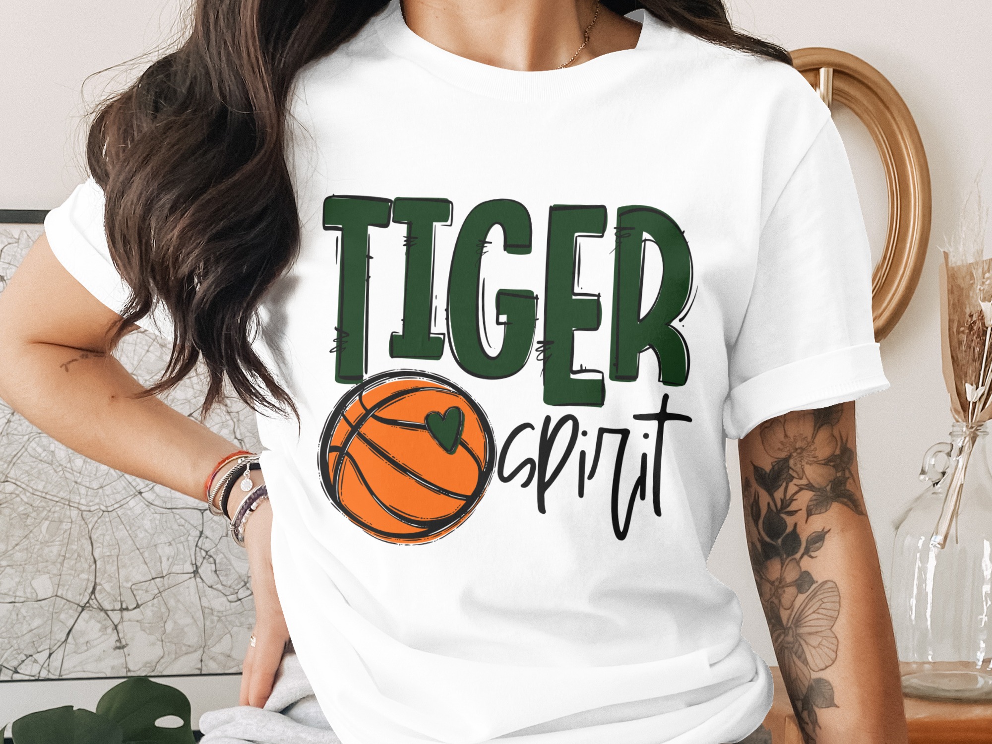 Tiger Spirit Basketball T-Shirt, Sports Fan Tee, School Spirit Shirt, Game Day Apparel, Team Pride Top, Gift for Basketball Lover