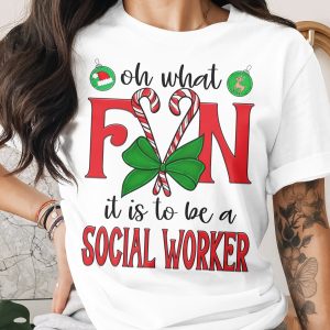 Christmas Social Worker T-Shirt, Funny Social Worker Shirt, Holiday Gift, Candy Cane TShirt, Xmas Tees, Social Worker Gifts