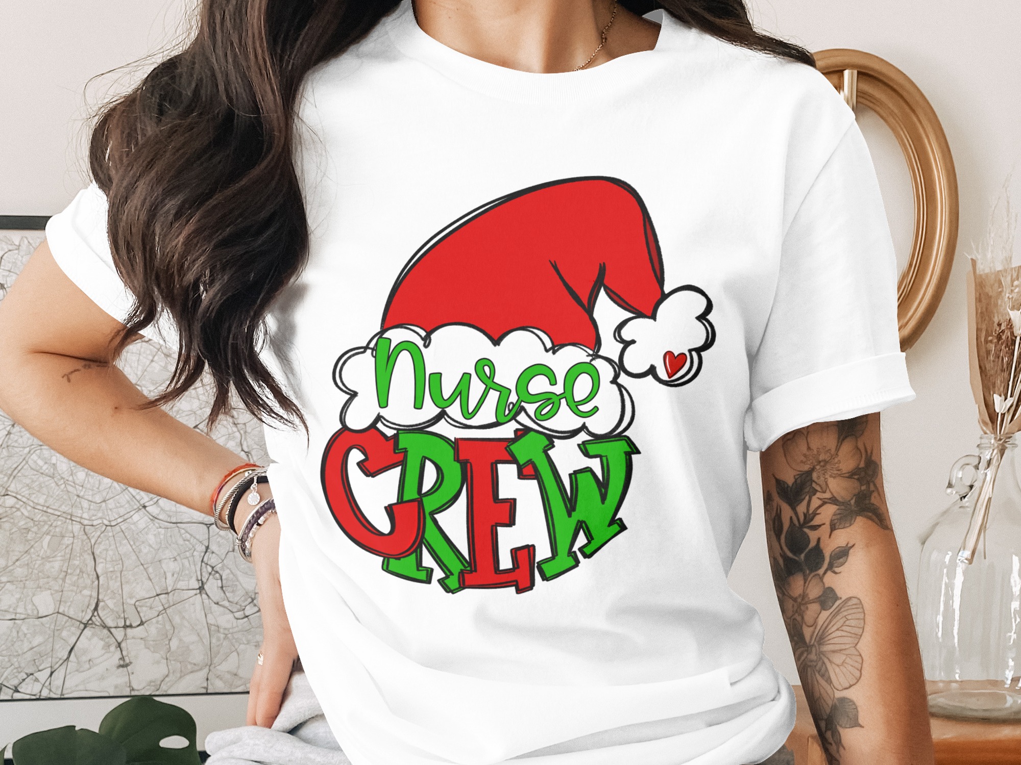 Nurse Crew Christmas T-Shirt, Santa Hat Tee, Holiday Nursing Shirt, Festive RN Shirt, Gift for Nurses, Medical Staff Tee