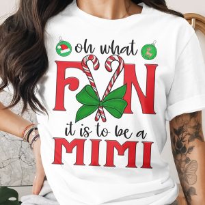 Oh What Fun Mimi T-Shirt, Christmas Candy Cane Tee, Holiday Gift, Grandmother Present, Festive Graphic Shirt, Xmas Clothing