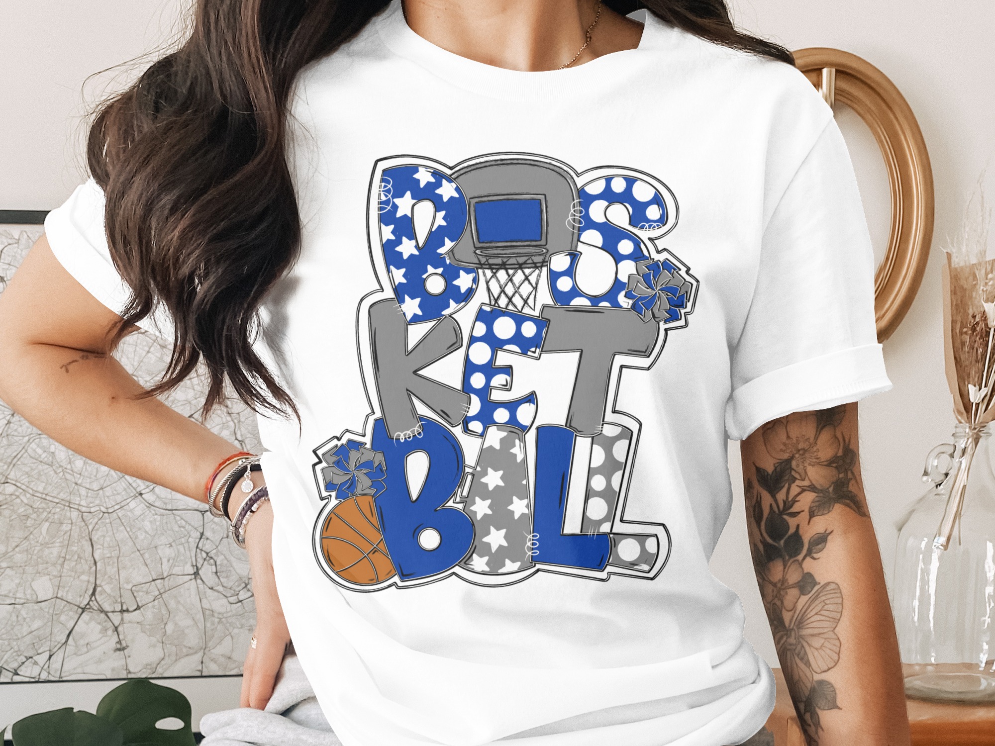 Basketball T-Shirt, Sports Tee, Game Day Shirt, Gift for Basketball Player, Basketball Fan Apparel, Stylish Basketball Design