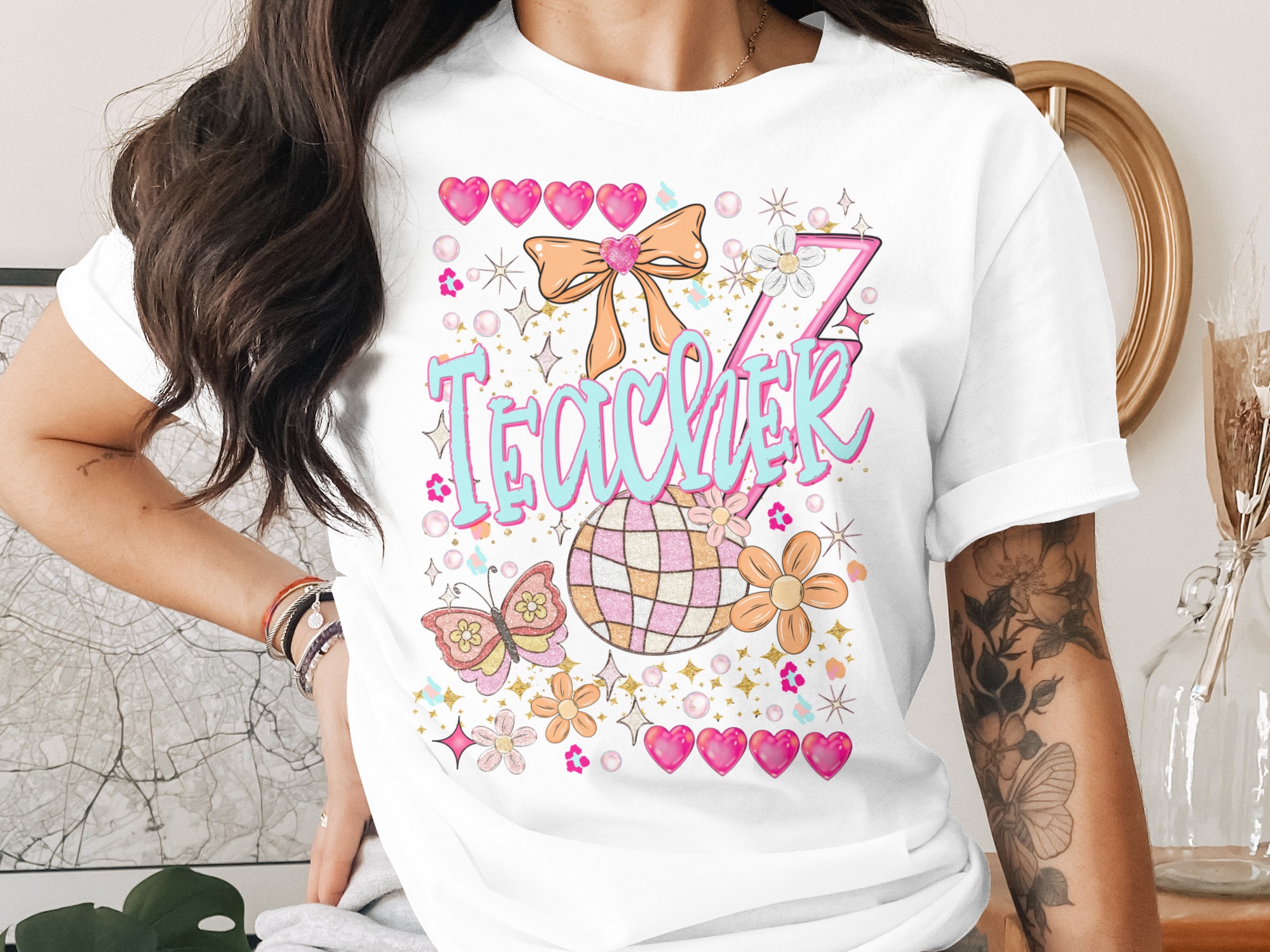 Teacher T-Shirt, Gift For Teacher, Floral Design, Cute Teacher Shirt, Back To School Tee, Appreciation Day Gift, Colorful Outfit, Trendy Tee