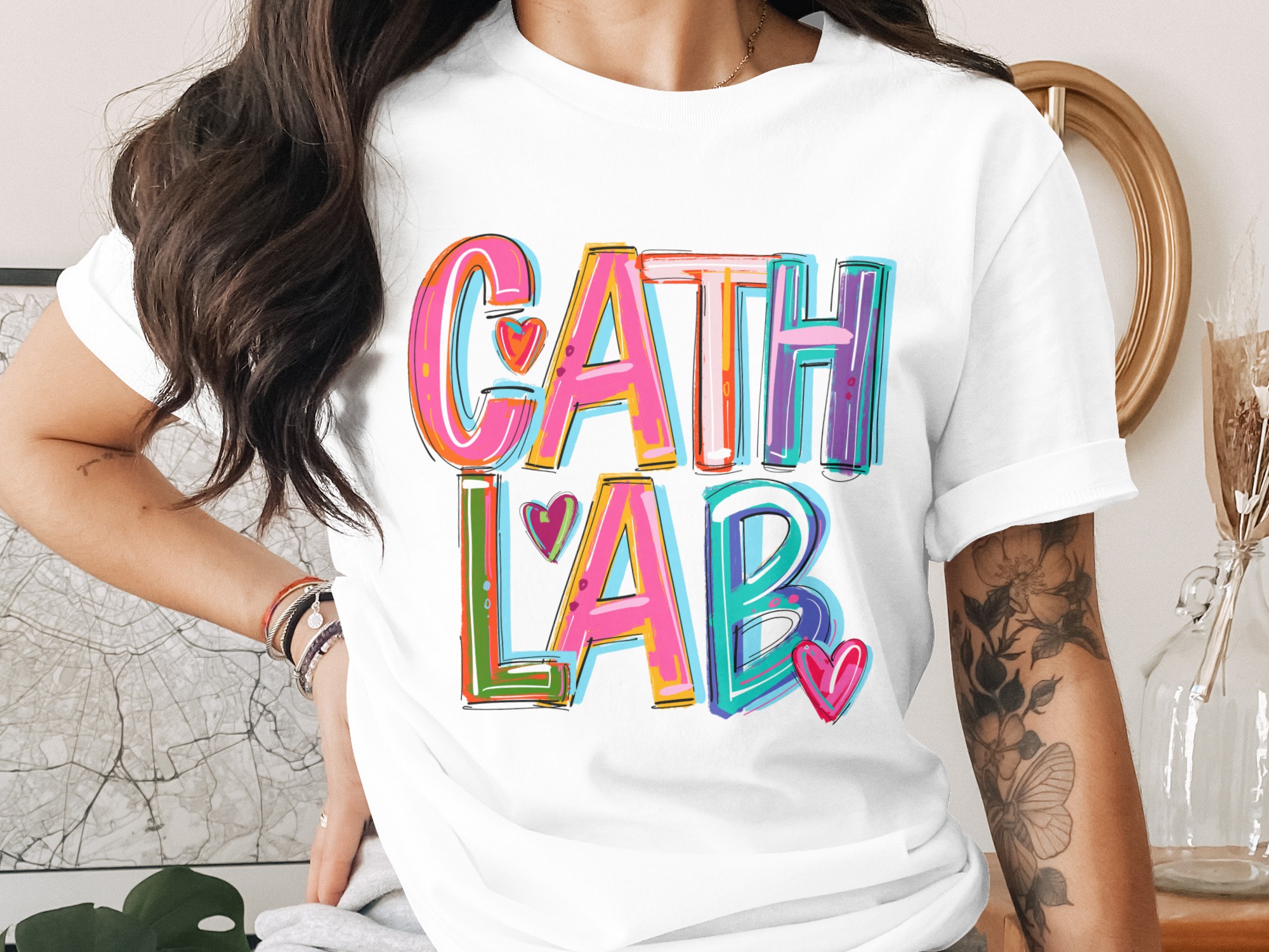 Cath Lab T Shirt, Cath Lab Nurse Tee, Colorful Cath Lab Tee, Heart Cath Lab Gift, Cath Lab Week T Shirt, Cath Lab Technologist Shirt