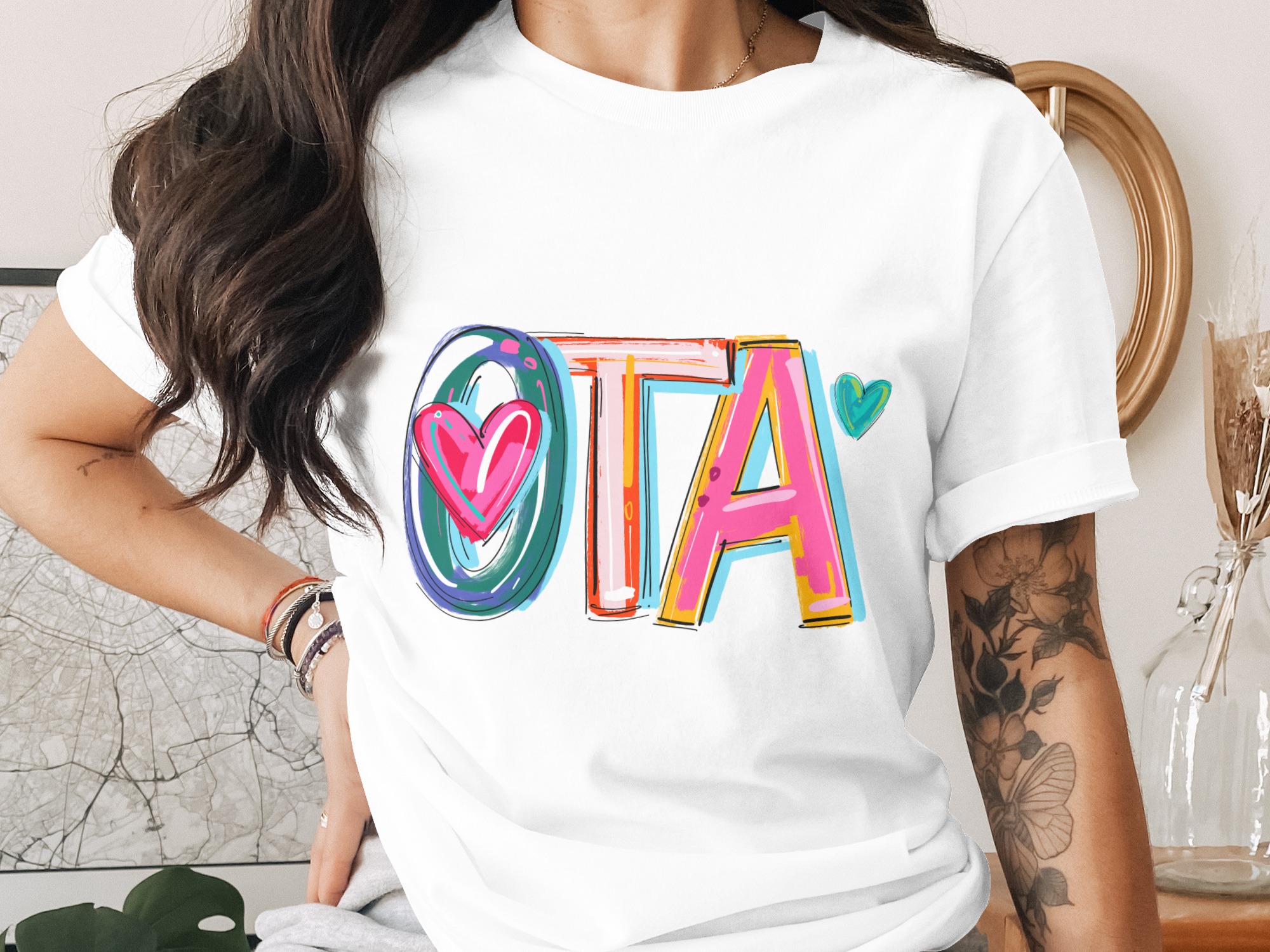 OTA T Shirt Occupational Therapy Assistant Gift, Cute Hearts T Shirt, Occupational Therapist Shirt, OTA Life Shirt, Gift for OTA Student