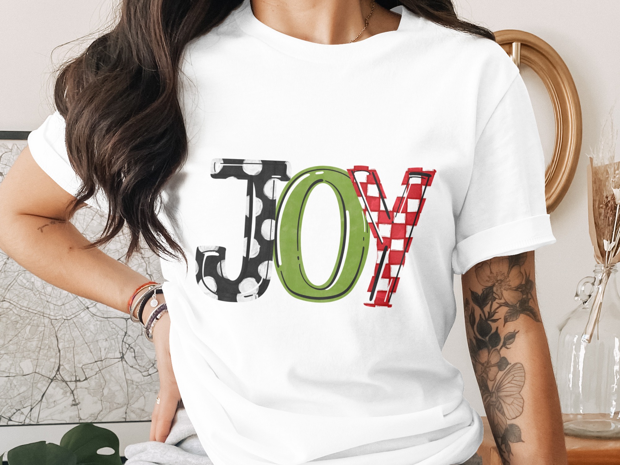 Joy T-Shirt, Holiday T-Shirt, Festive Shirt, Christmas Tee, Women's T-Shirt, Gift Idea, Graphic T-Shirt, Unique Shirt, Fun T-Shirt