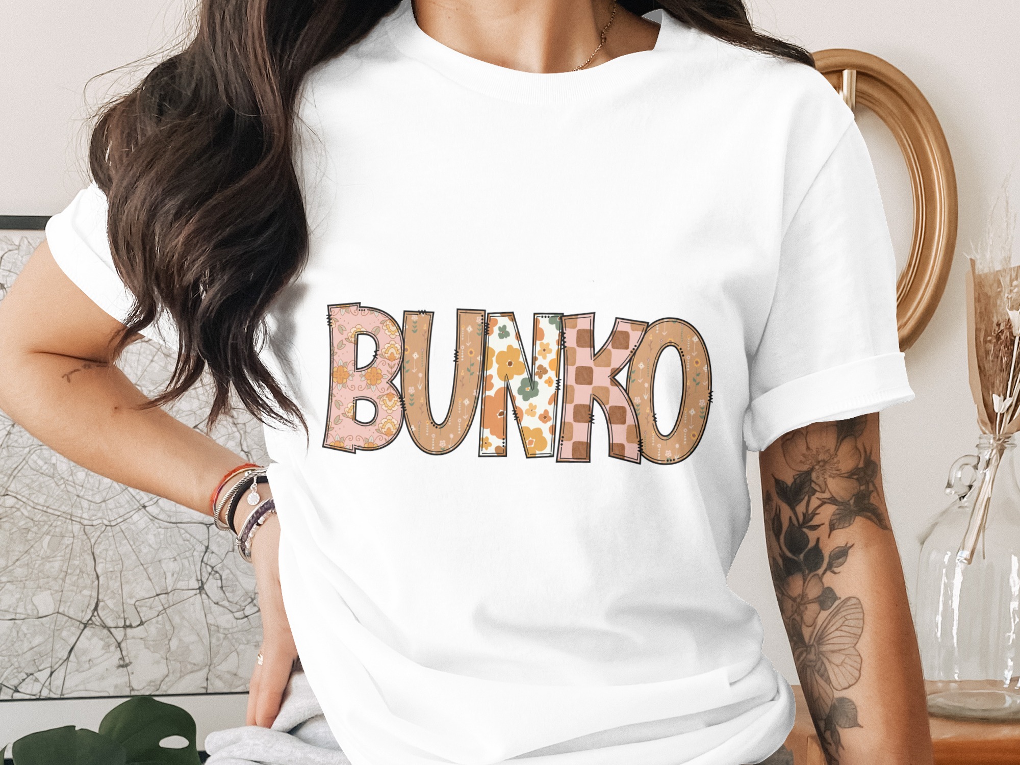 Bunko T Shirt, Retro Flower Tee, Game Night Shirt, Bunco Party Apparel, Cute Dice T Shirt, Gift for Bunko Lovers, Bunko Design T-Shirt