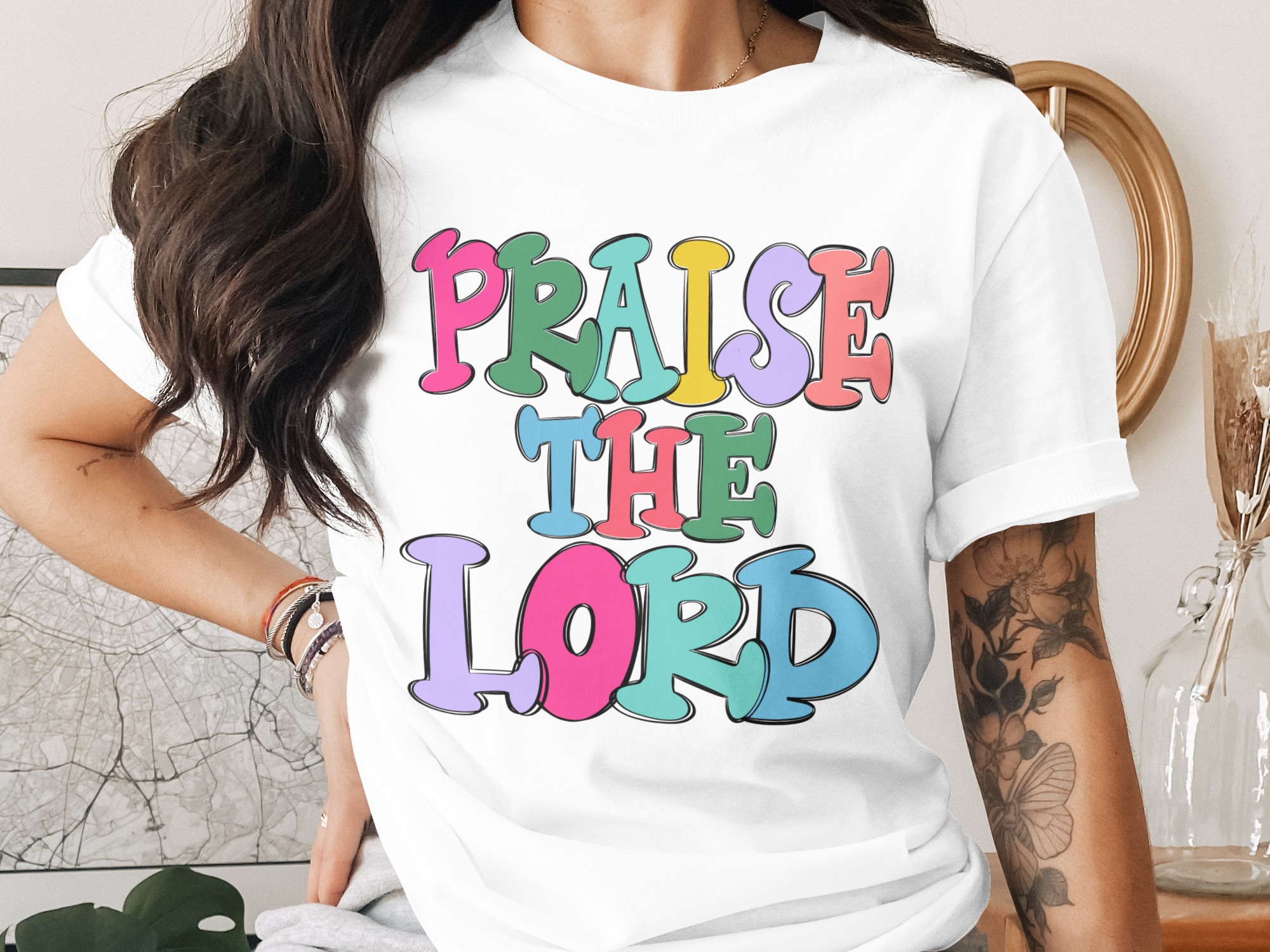 Praise The Lord T-Shirt, Religious Shirt, Christian T-Shirt, Groovy Design, Colorful Letters, Trendy Design, Gift Idea