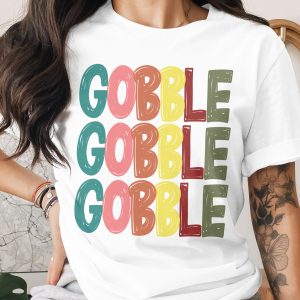 Gobble T-Shirt, Thanksgiving T-Shirt, Holiday T-Shirt, Colorful Autumn Tee, Fall Season Shirt, Turkey Day Outfit, Festive Apparel