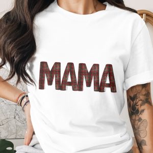 Plaid Mama T-Shirt, Tartan Mama Tee, Mother's Day T Shirt, Gift for Mom, Cozy Mama Shirt, Trendy Mom TShirt, Mom Life Tee