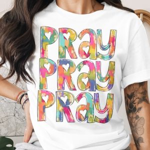 Pray Heart T-Shirt, Faith Shirt, Religious Tee, Inspirational Clothing, Colorful Graphic, Spiritual Gift, Christian Apparel