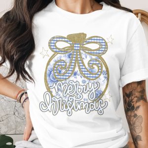 Merry Christmas T-Shirt, Ornament Shirt, Holiday Tee, Winter Apparel, Seasonal Gift, Festive Top, Floral Ornament, Cute T Shirt