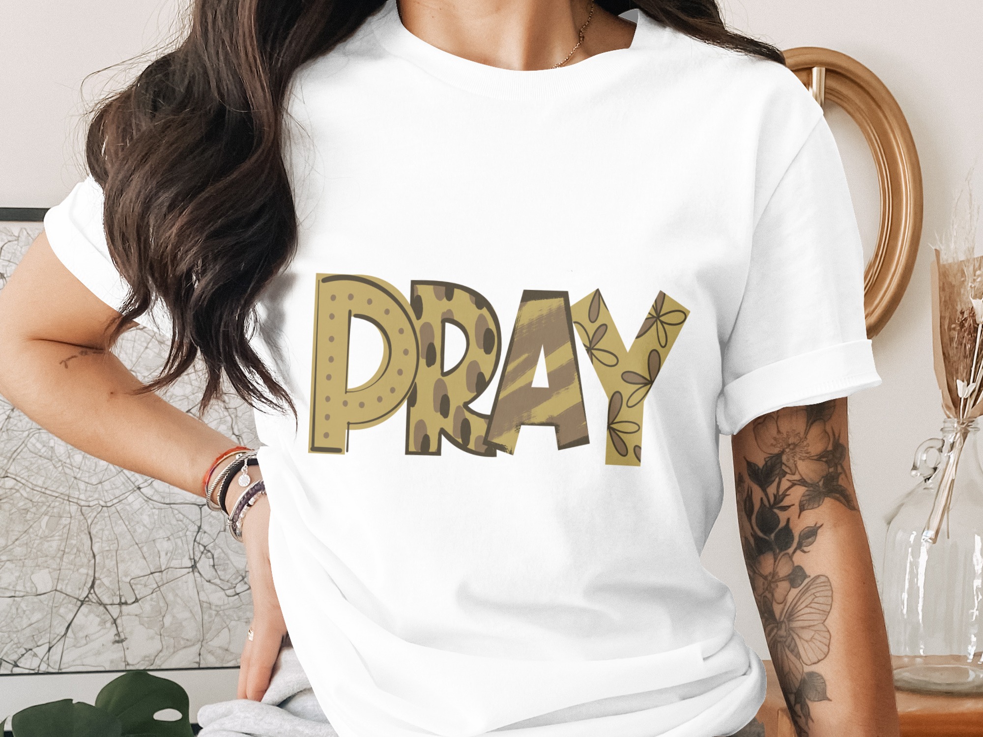 Pray T-Shirt, Faith Shirt, Religious Tee, Christian Apparel, Inspirational Gift, Women's T-shirt, Boho Design, Everyday T-shirt