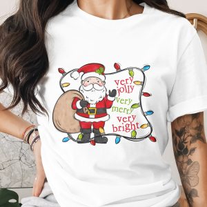 Very Jolly Very Merry Christmas T-Shirt, Santa Claus Tee, Holiday Lights Shirt, Very Bright T Shirt, Xmas Gift, Festive Apparel