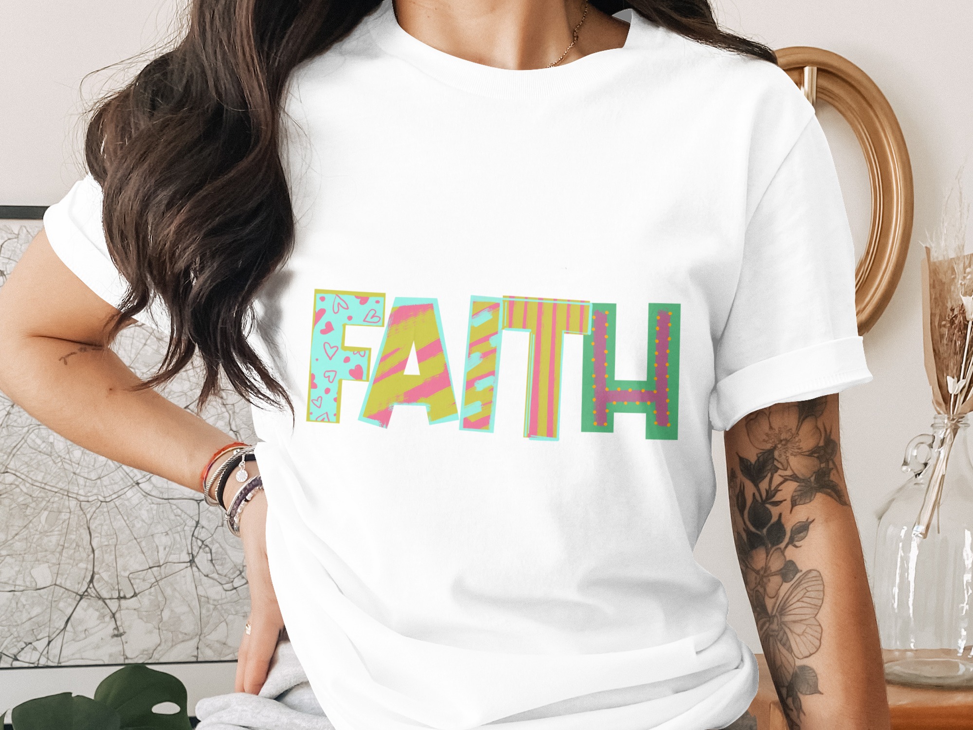 Faith T-Shirt, Christian Apparel, Religious Gift, Colorful Faith Tee, Inspirational Shirt, Positive Vibes, Graphic Tee, Trendy T-Shirt