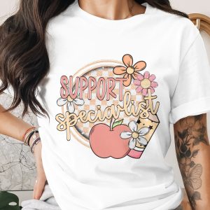 Support Specialist T-Shirt, School Counselor Tee, Teacher Appreciation Gift, Special Education Shirt, Retro Design, Floral Apple Pencil