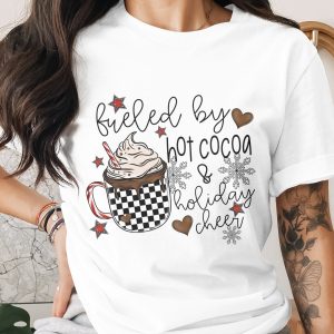Hot Cocoa Holiday Cheer T-Shirt, Festive Winter Tee, Christmas Gift Shirt, Cocoa Lover Shirt, Holiday Season Shirt