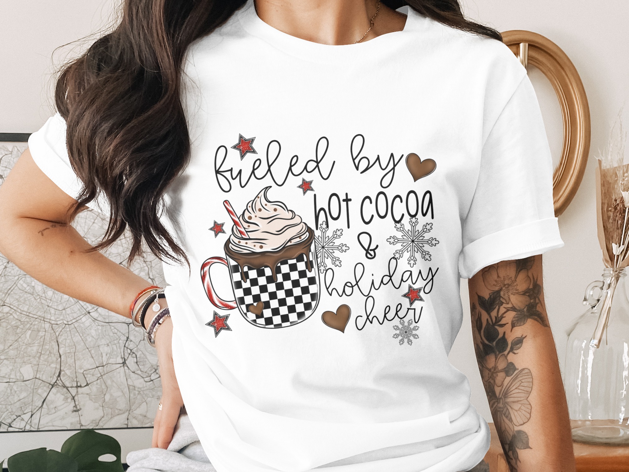 Hot Cocoa Holiday Cheer T-Shirt, Festive Winter Tee, Christmas Gift Shirt, Cocoa Lover Shirt, Holiday Season Shirt