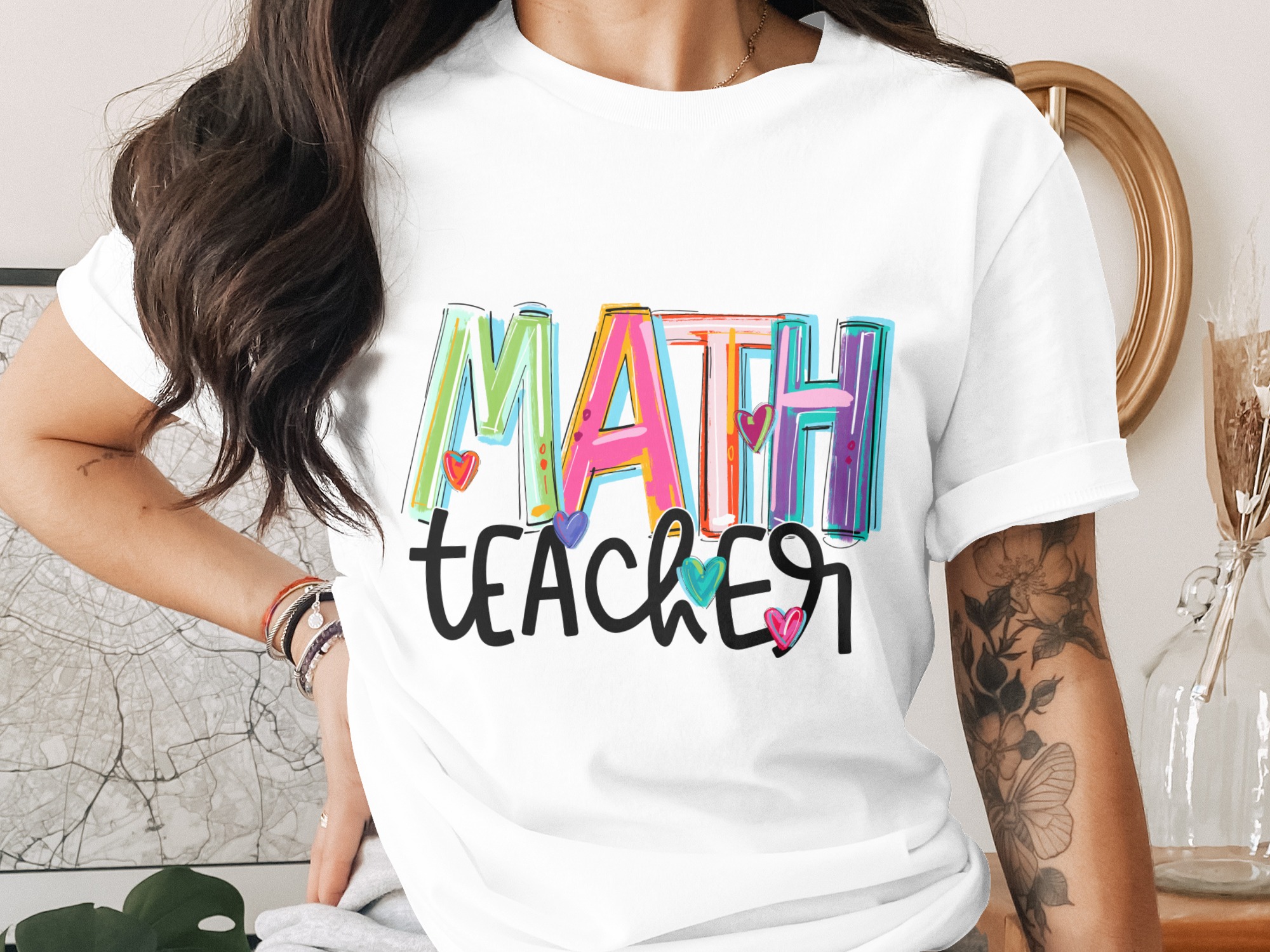 Math Teacher Shirt, Colorful Teacher Tee, Back to School Gift, Elementary Teacher, Gift for Math Teacher, Teacher Appreciation, Math T-Shirt