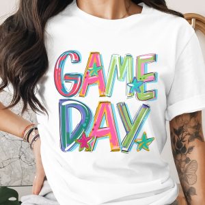 Game Day T Shirt, Sports T Shirt, Colorful Stars T Shirt, Game Day Outfit, Team Spirit Shirt, Cute Game Day Shirt, Trendy Game Tee