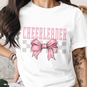 Cheerleader T-Shirt, Cheerleading Bow, Spirit Wear, Graphic Tee, Sporty Apparel, Cheer Squad, Gift for Cheerleader, High School T Shirt