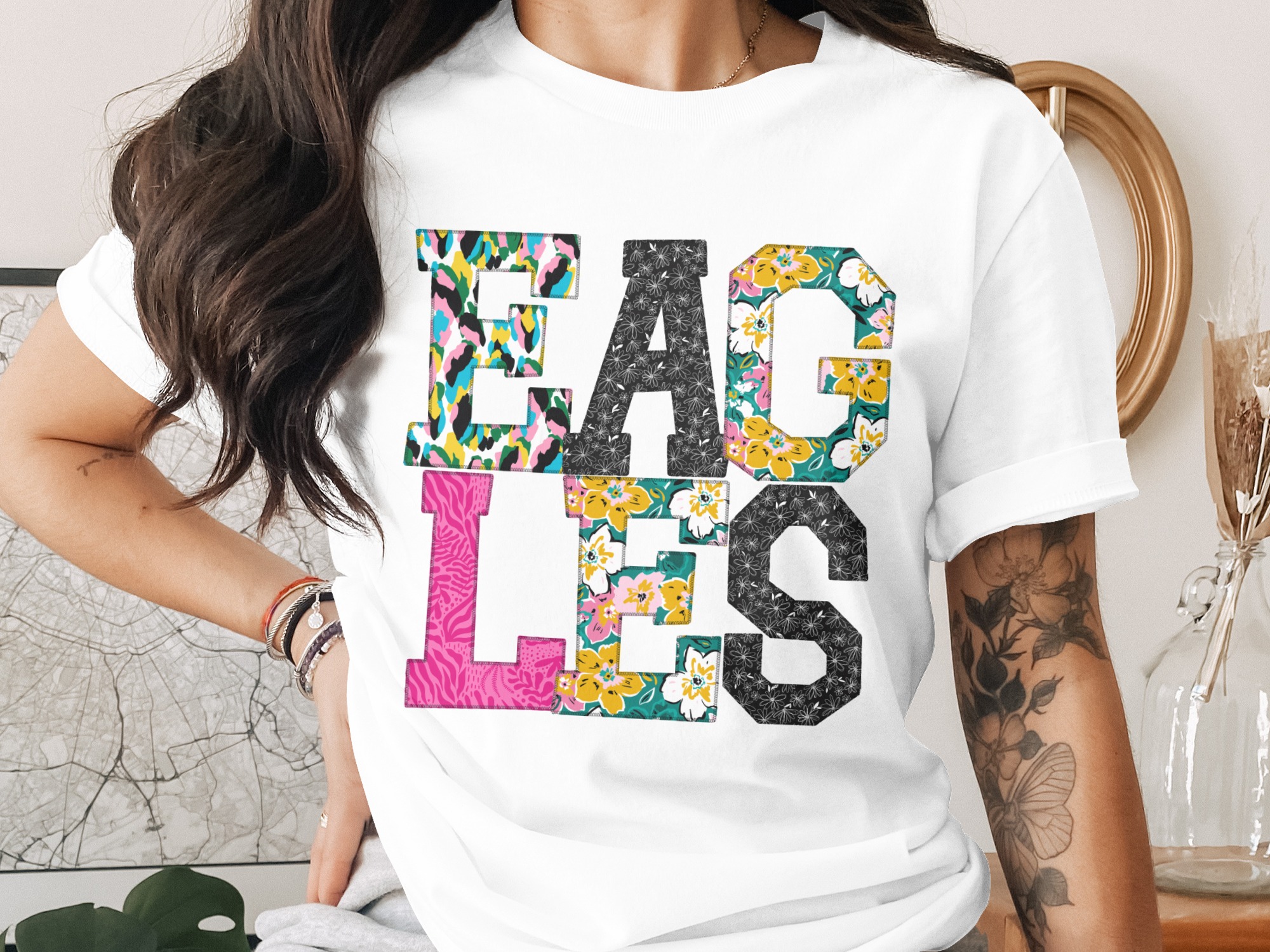 Eagles T-Shirt, Fun Pattern Tee, Novelty Shirt, Unique Eagles Design, Stylish Eagles Apparel, Trendy T Shirt, Gift Idea, Fashionable Top