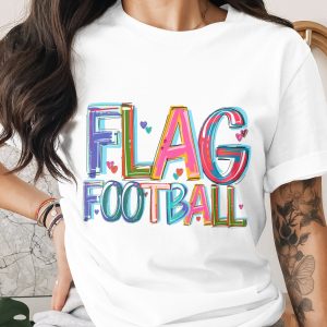 Flag Football T-Shirt, Colorful Sports Tee, Graphic Design Shirt, Game Day Apparel, Gift for Football Player, Team T Shirt, Casual Shirt