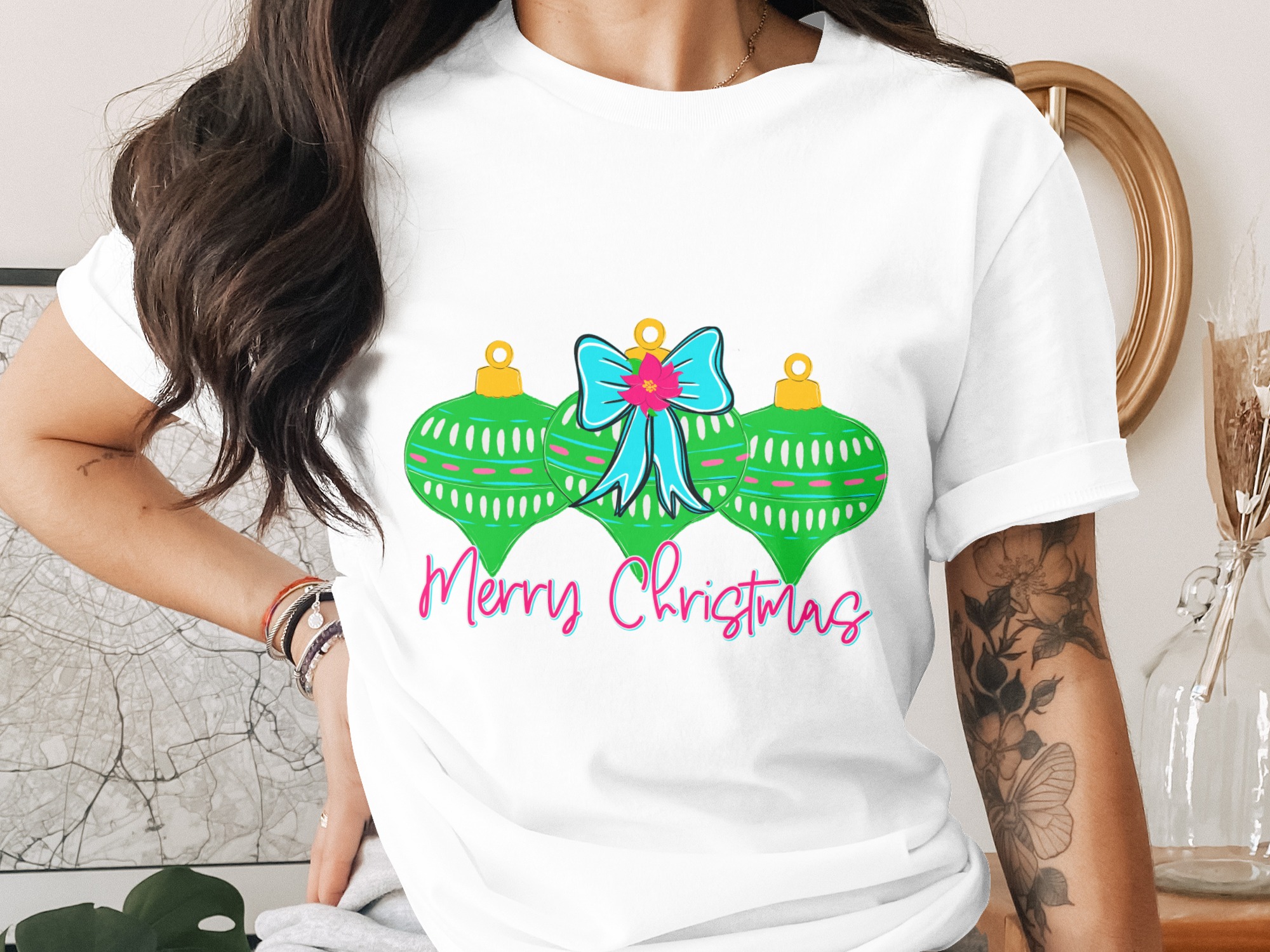 Merry Christmas T-Shirt, Holiday Ornament Tee, Festive Christmas Shirt, Holiday Party T-Shirt, Holiday Gift Idea, Christmas Celebration