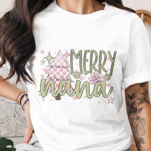 Merry Nana Christmas T-Shirt, Gift for Nana, Christmas Tree Shirt, Holiday T-Shirt, Grandma Shirt, Festive Tee, Holiday Outfit