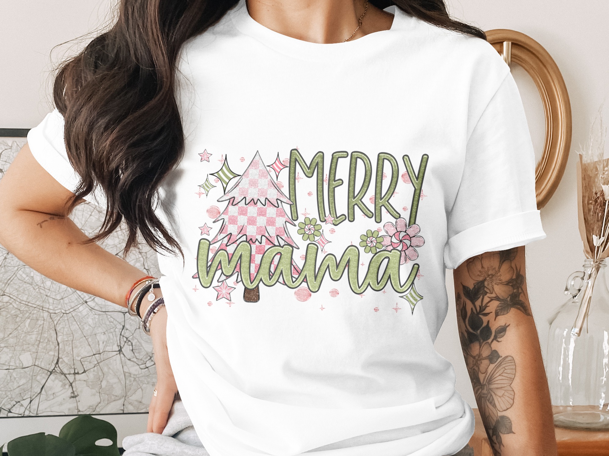 Merry Mama Christmas T-Shirt, Holiday Shirt for Mom, Festive Christmas Tee, Christmas Tree Shirt, Gift for Mother, Mama Bear Shirt