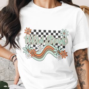 Third Grade T-Shirt, Retro Teacher Shirt, Back To School Tee, Teacher Appreciation Gift, Elementary School Shirt, Floral Design
