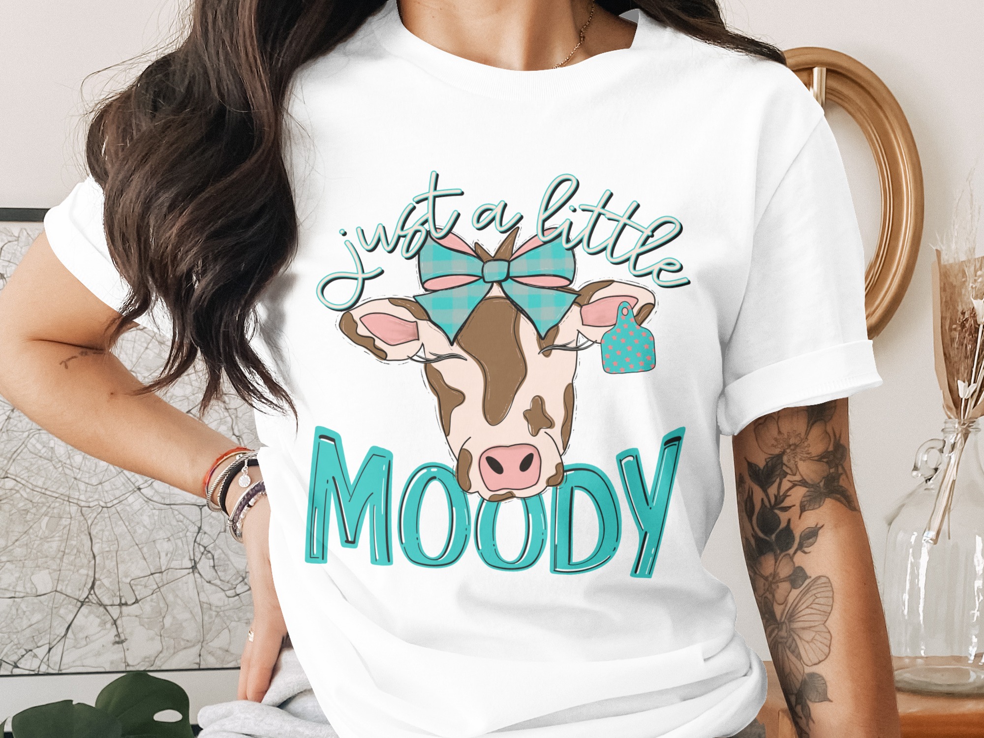 Moody Cow T-Shirt, Just A Little Moody, Cute Cow Shirt, Cow Lover Gift, Funny Animal Tee, Trendy Graphic TShirt, Gift For Her